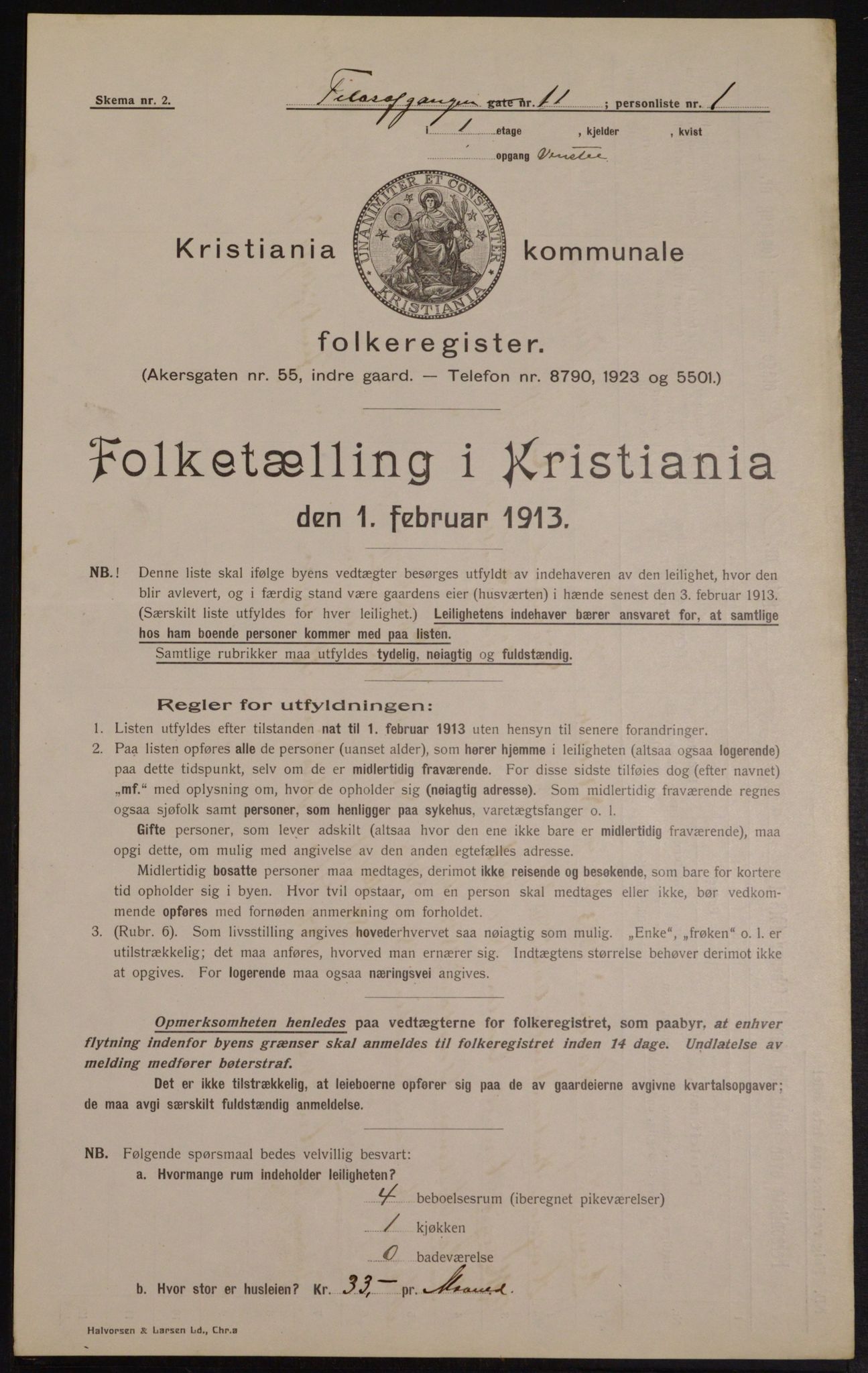 OBA, Municipal Census 1913 for Kristiania, 1913, p. 24411