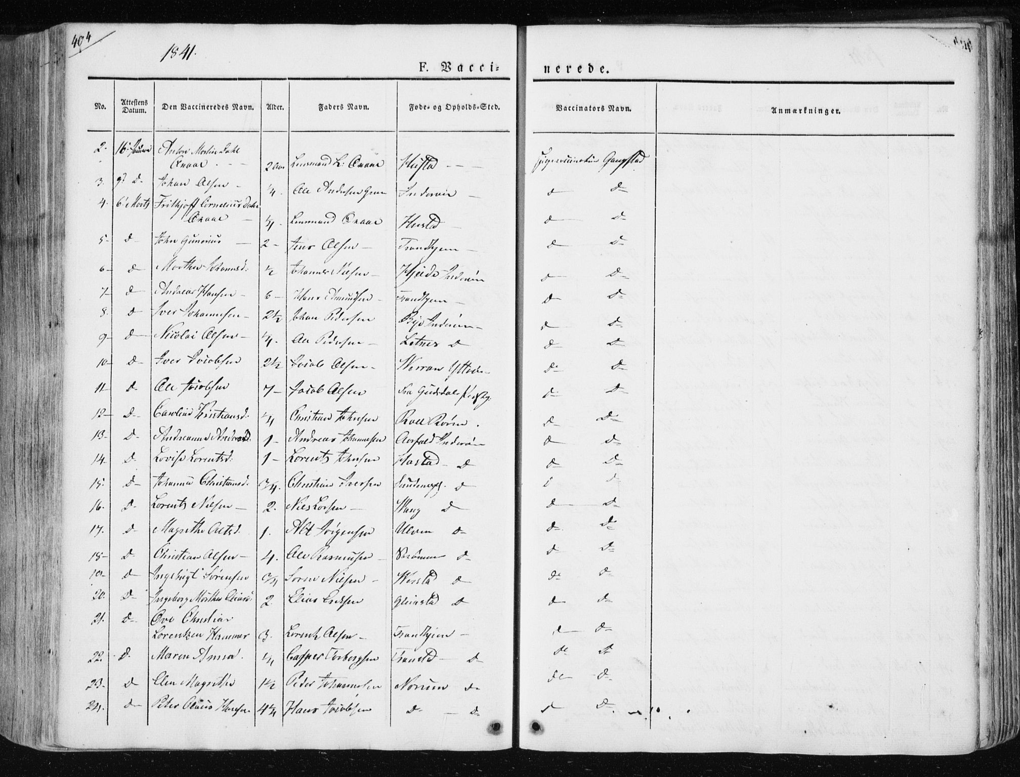 Ministerialprotokoller, klokkerbøker og fødselsregistre - Nord-Trøndelag, SAT/A-1458/730/L0280: Parish register (official) no. 730A07 /1, 1840-1854, p. 404