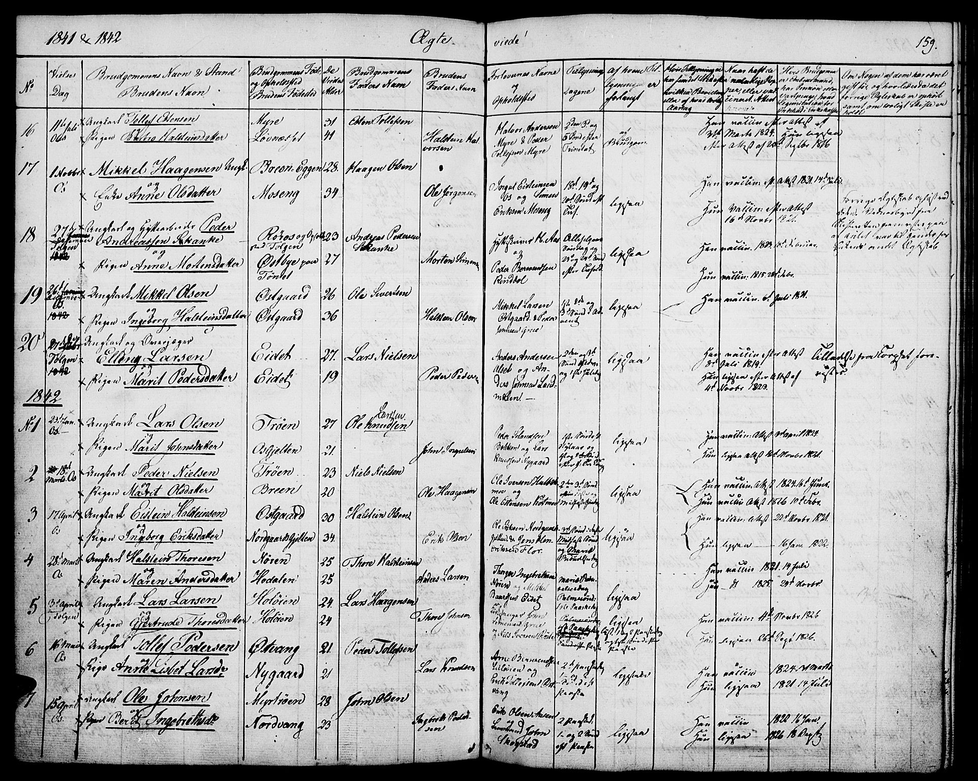 Tolga prestekontor, SAH/PREST-062/K/L0005: Parish register (official) no. 5, 1836-1852, p. 159