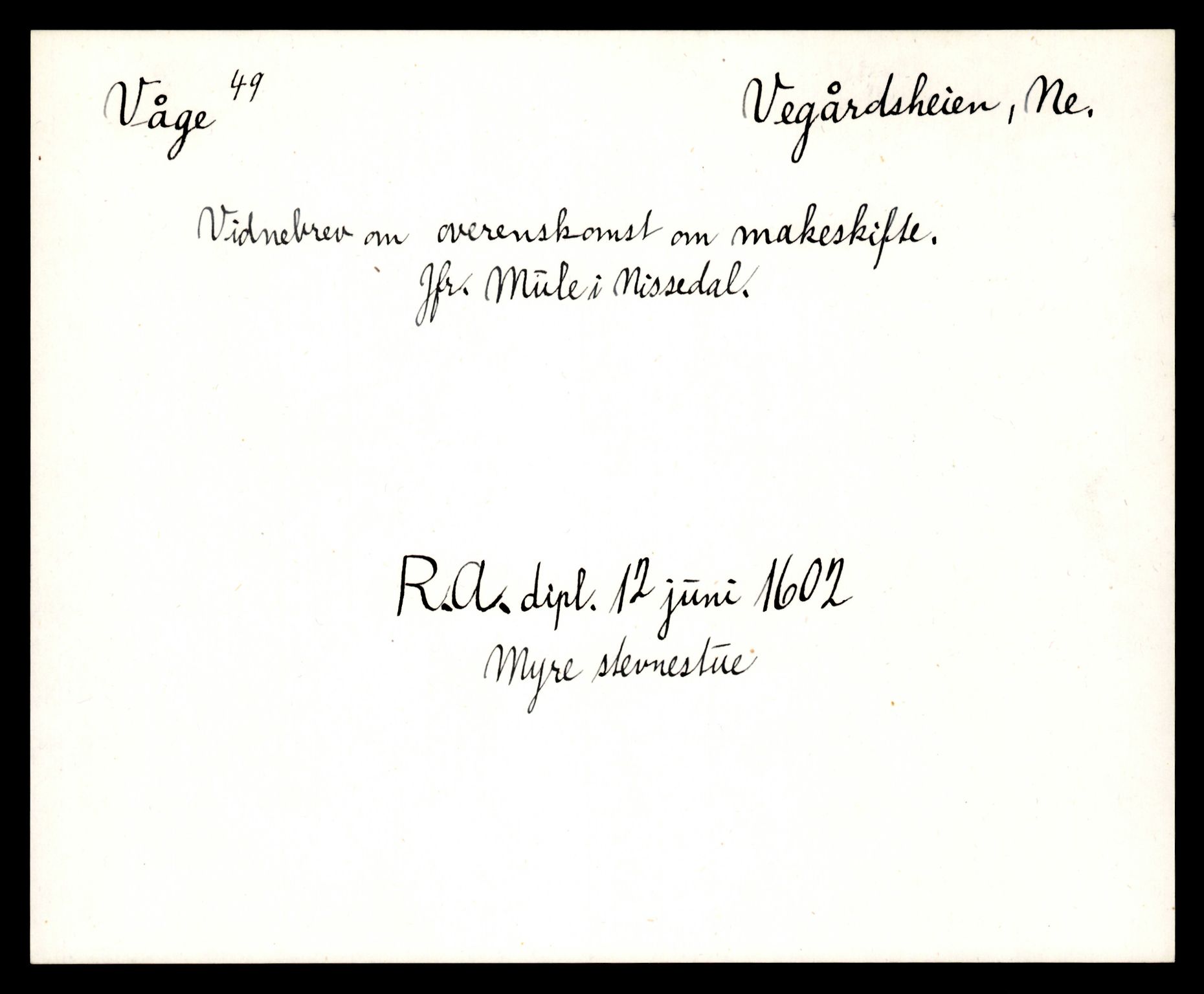 Riksarkivets diplomsamling, AV/RA-EA-5965/F35/F35e/L0024: Registreringssedler Aust-Agder 2, 1400-1700, p. 53