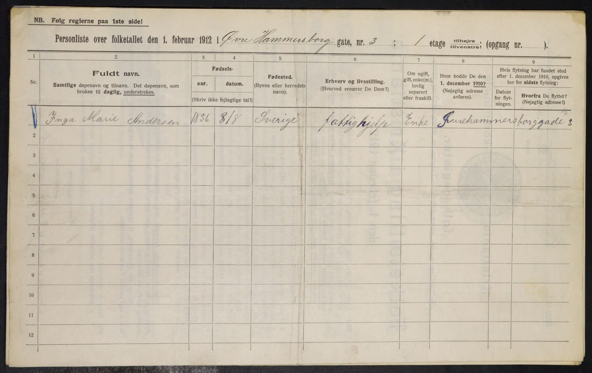 OBA, Municipal Census 1912 for Kristiania, 1912, p. 129865