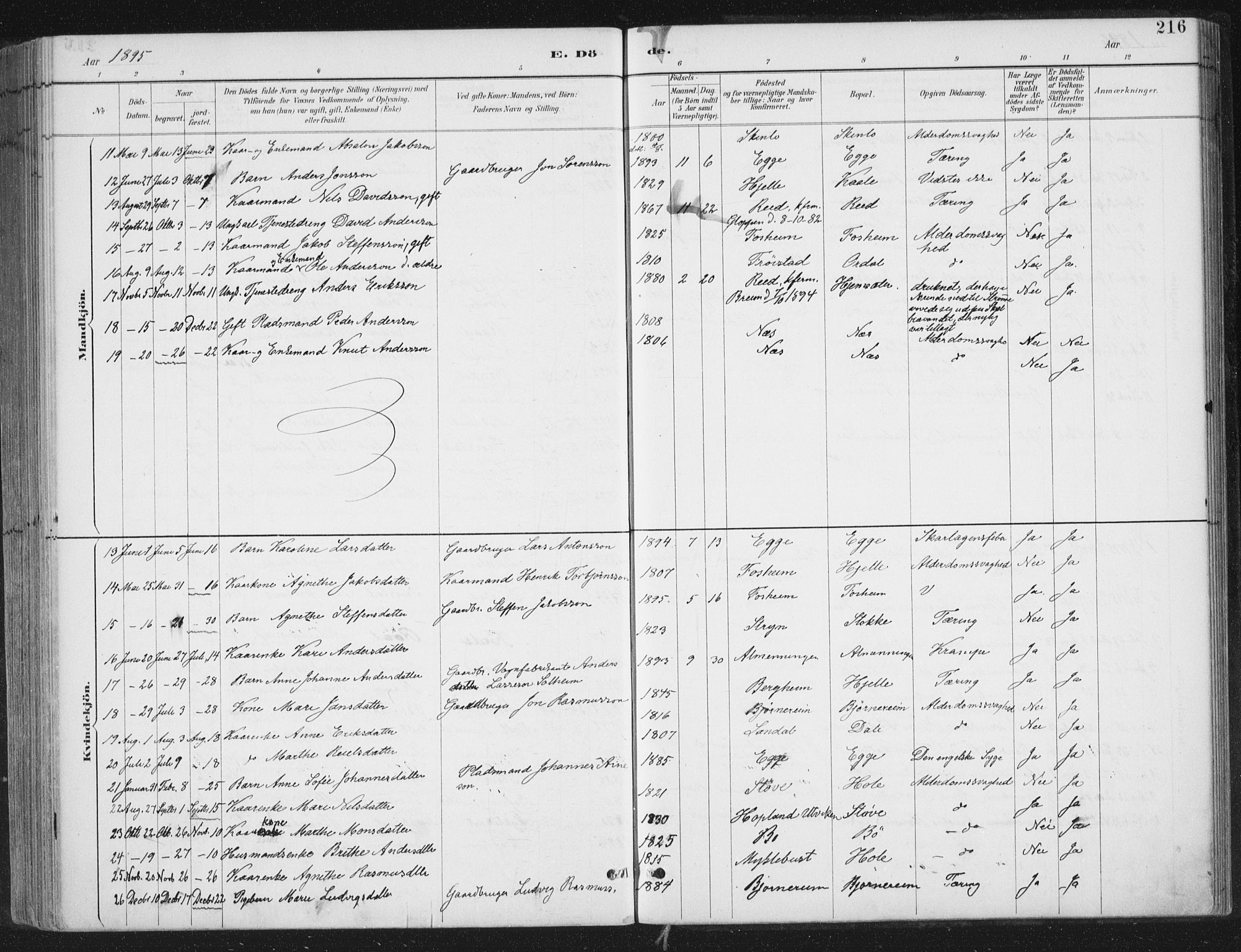 Gloppen sokneprestembete, AV/SAB-A-80101/H/Haa/Haac/L0002: Parish register (official) no. C  2, 1887-1904, p. 216