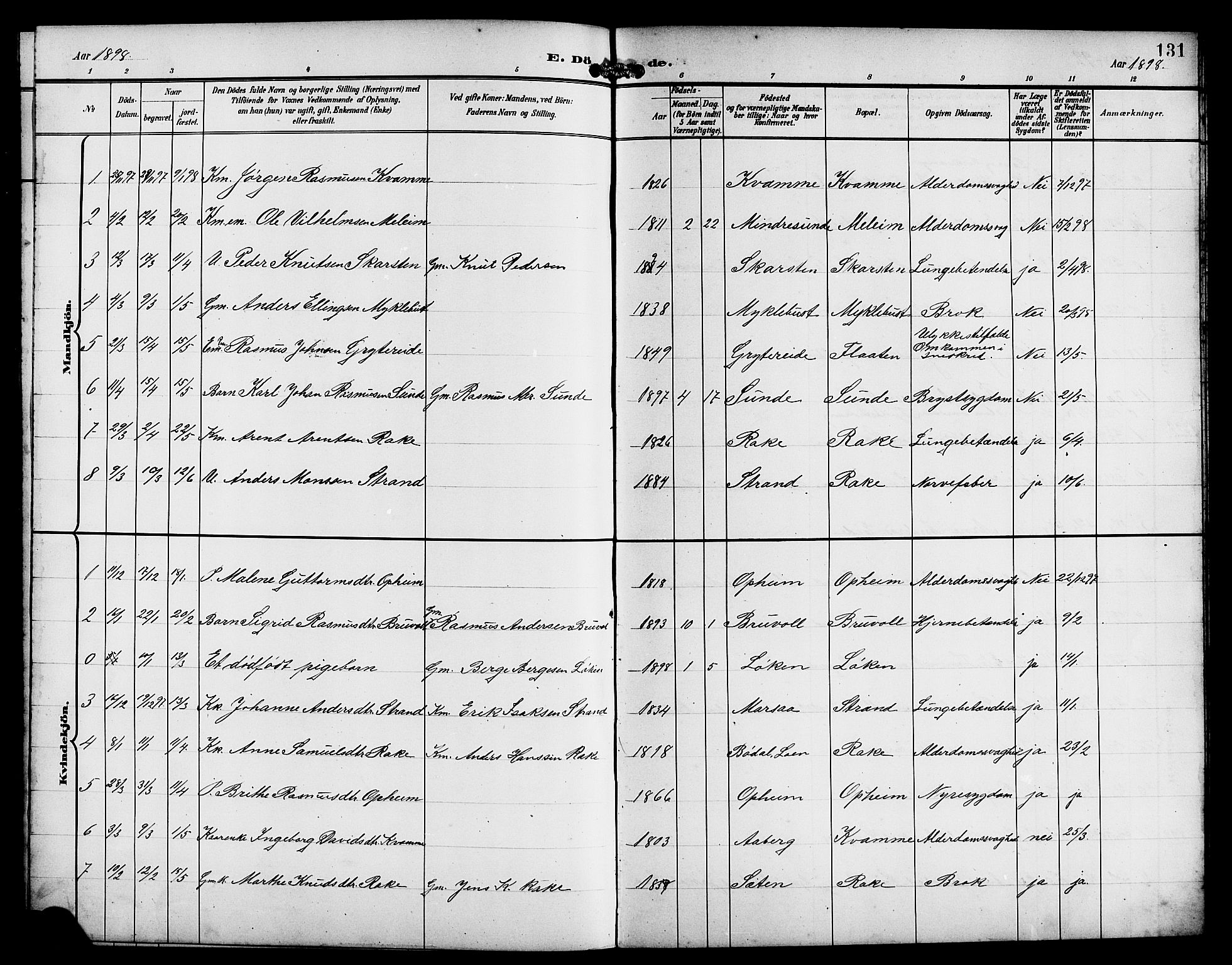 Innvik sokneprestembete, AV/SAB-A-80501: Parish register (copy) no. B 4, 1898-1916, p. 131