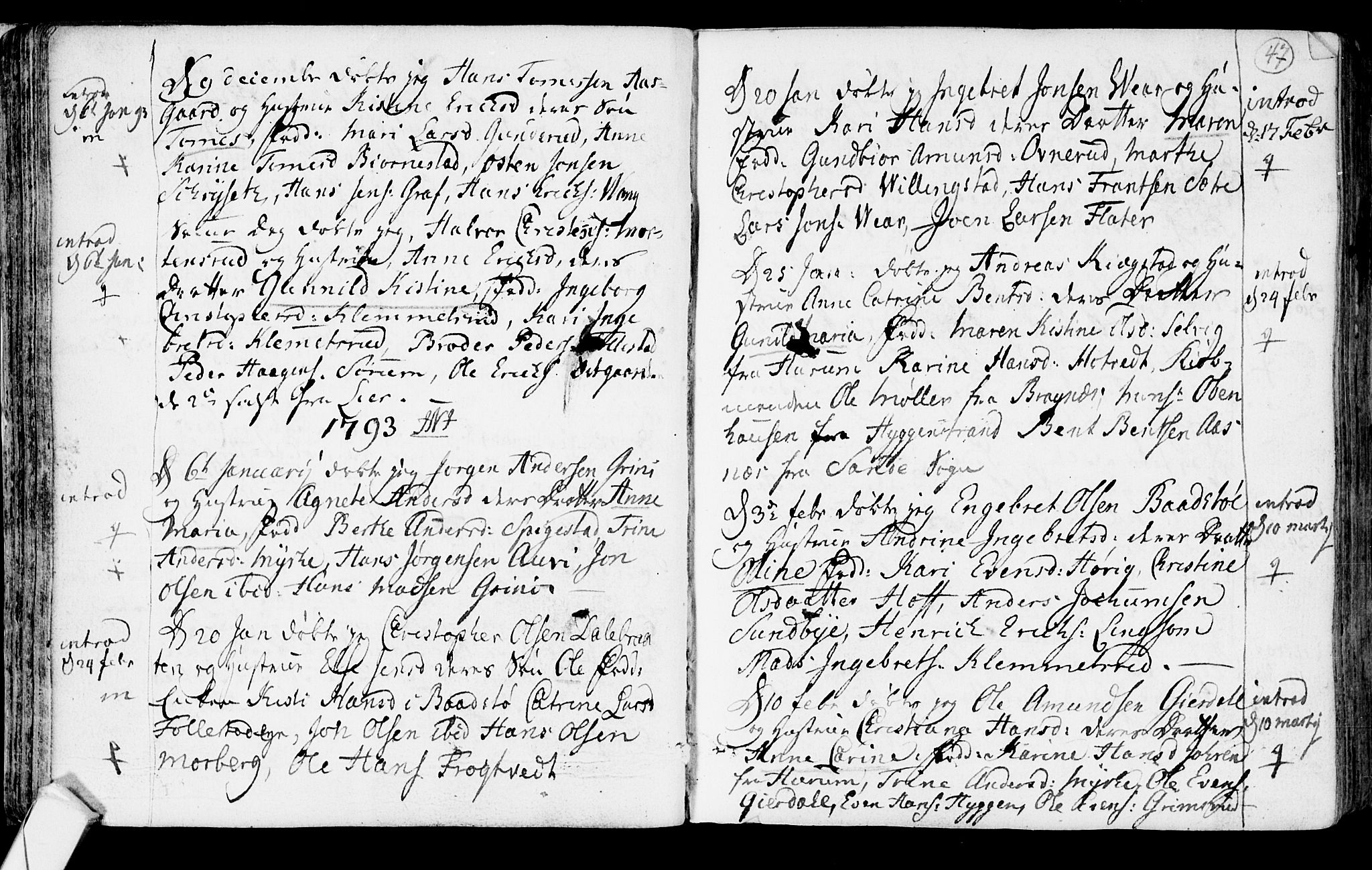Røyken kirkebøker, SAKO/A-241/F/Fa/L0003: Parish register (official) no. 3, 1782-1813, p. 47