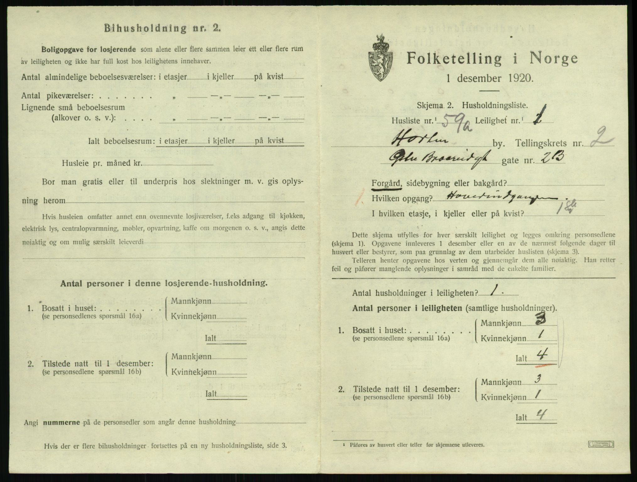 SAKO, 1920 census for Horten, 1920, p. 3549