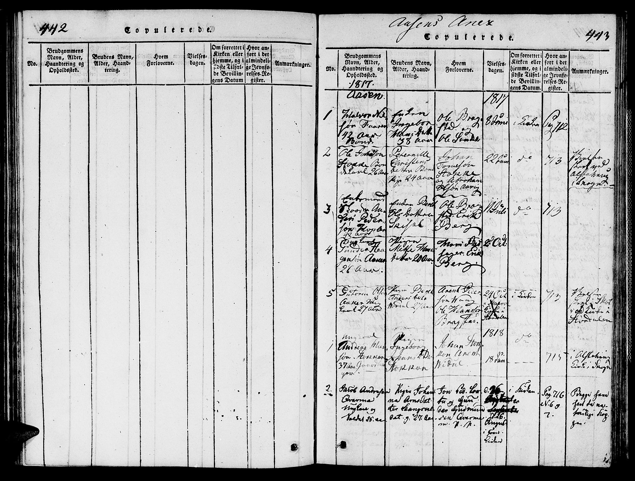 Ministerialprotokoller, klokkerbøker og fødselsregistre - Nord-Trøndelag, SAT/A-1458/713/L0112: Parish register (official) no. 713A04 /2, 1817-1827, p. 442-443