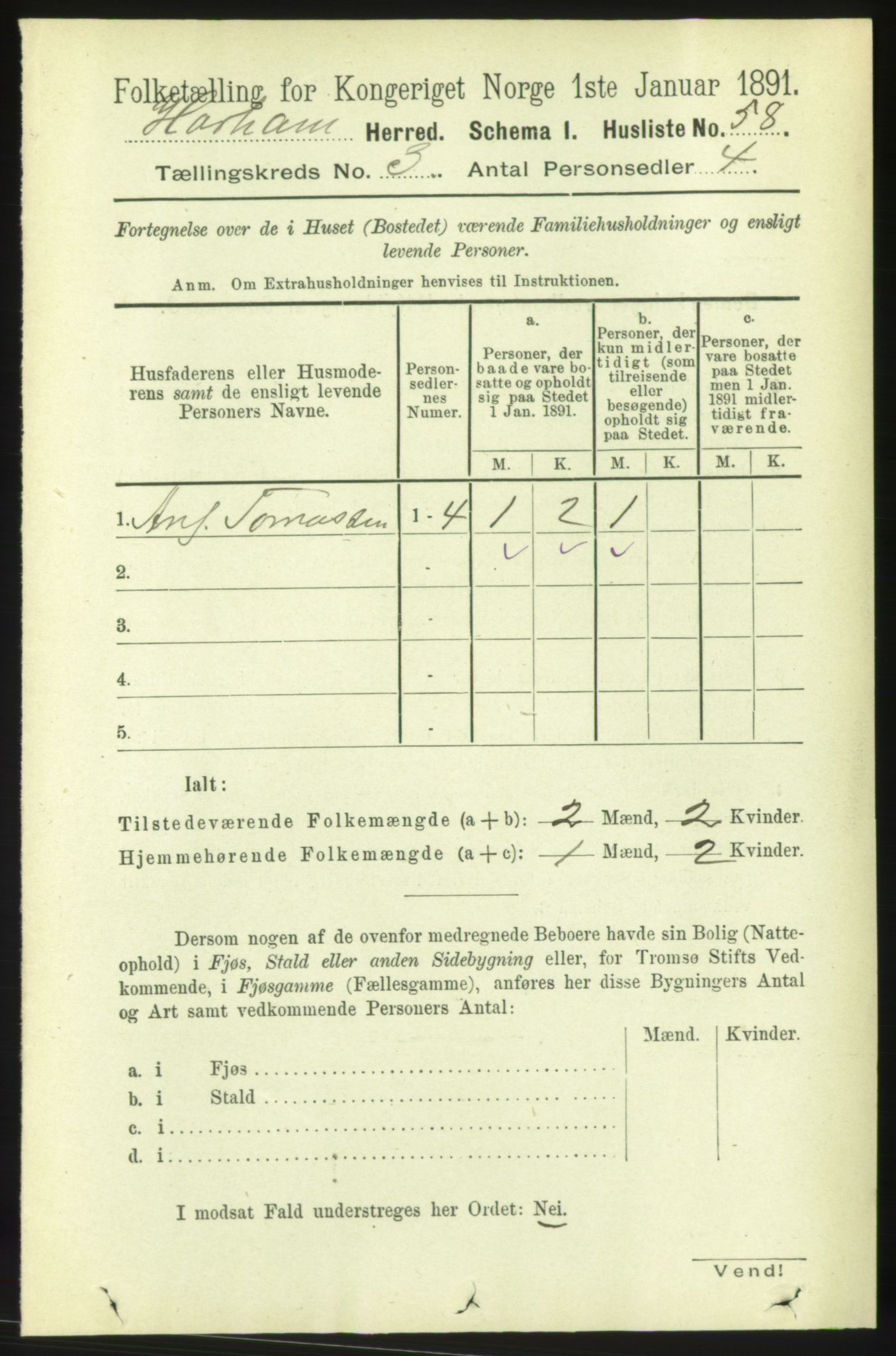 RA, 1891 census for 1534 Haram, 1891, p. 1195