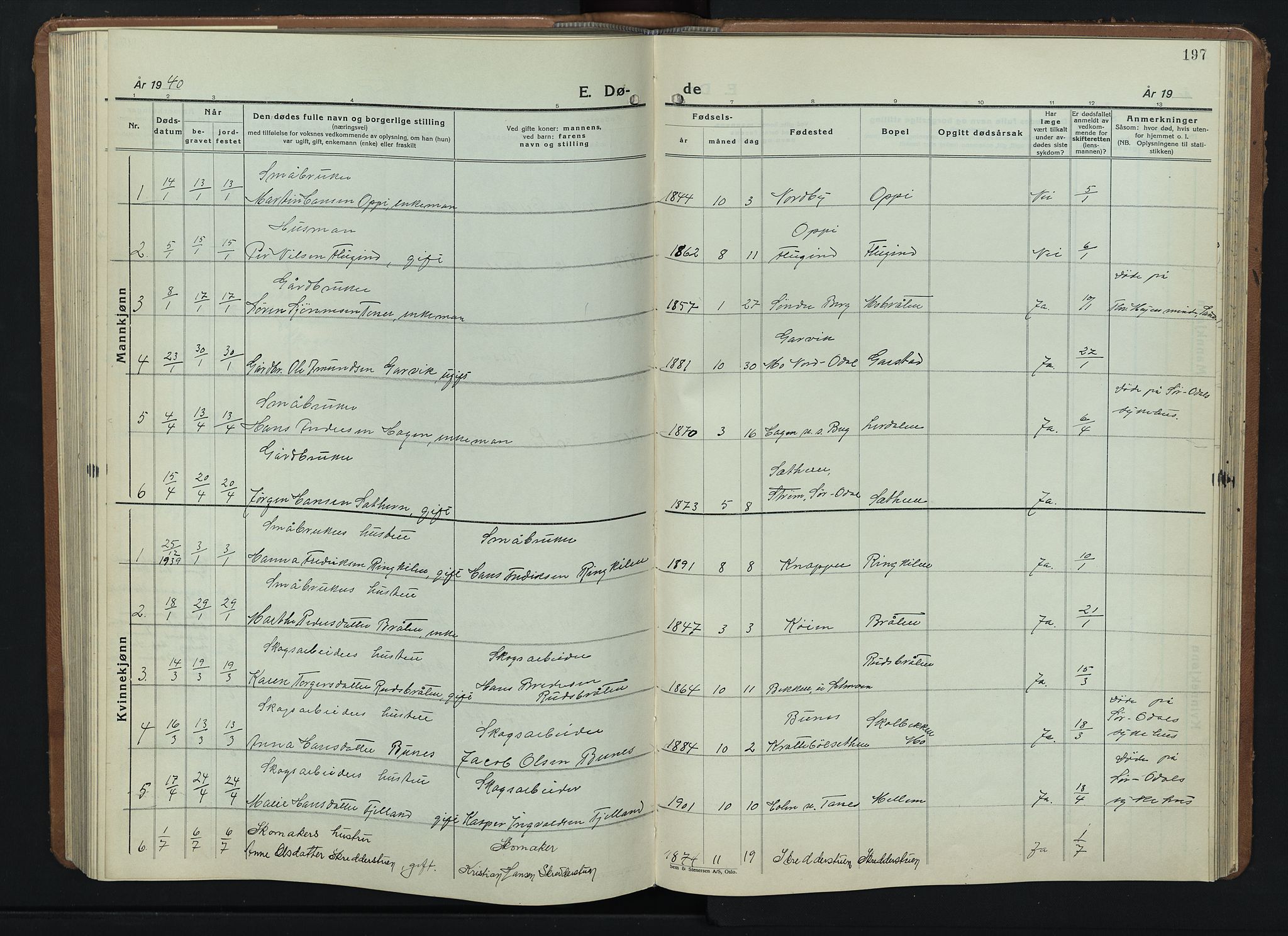 Nord-Odal prestekontor, AV/SAH-PREST-032/H/Ha/Hab/L0006: Parish register (copy) no. 6, 1936-1950, p. 197