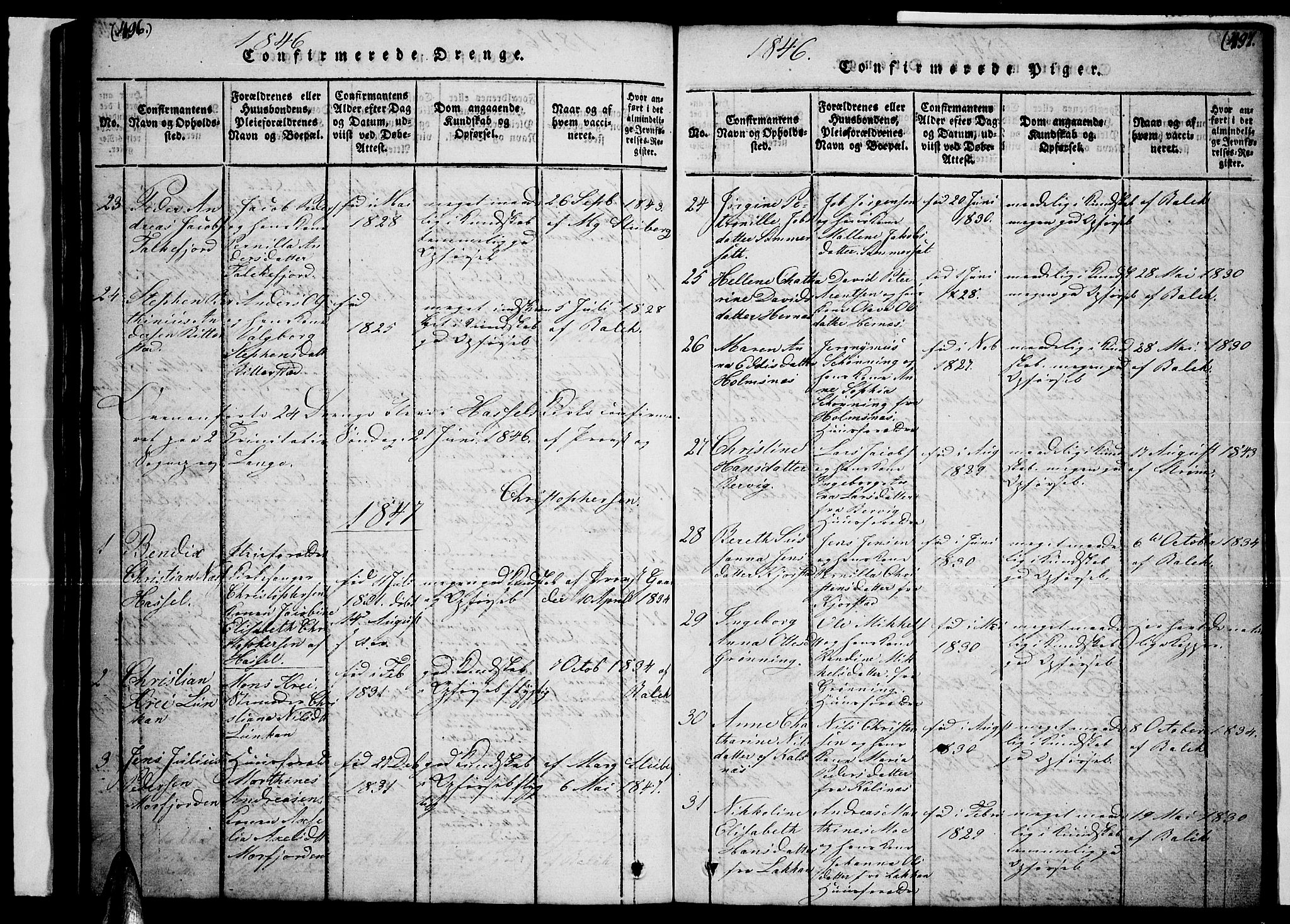 Ministerialprotokoller, klokkerbøker og fødselsregistre - Nordland, AV/SAT-A-1459/888/L1263: Parish register (copy) no. 888C02 /1, 1820-1850, p. 496-497