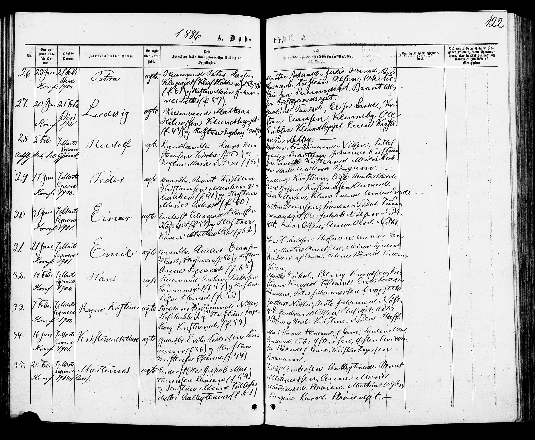 Biri prestekontor, AV/SAH-PREST-096/H/Ha/Haa/L0006: Parish register (official) no. 6, 1877-1886, p. 122