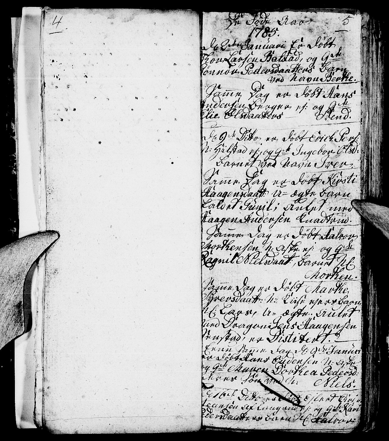 Nes prestekontor, Hedmark, AV/SAH-PREST-020/L/La/L0002: Parish register (copy) no. 2, 1785-1813, p. 4-5