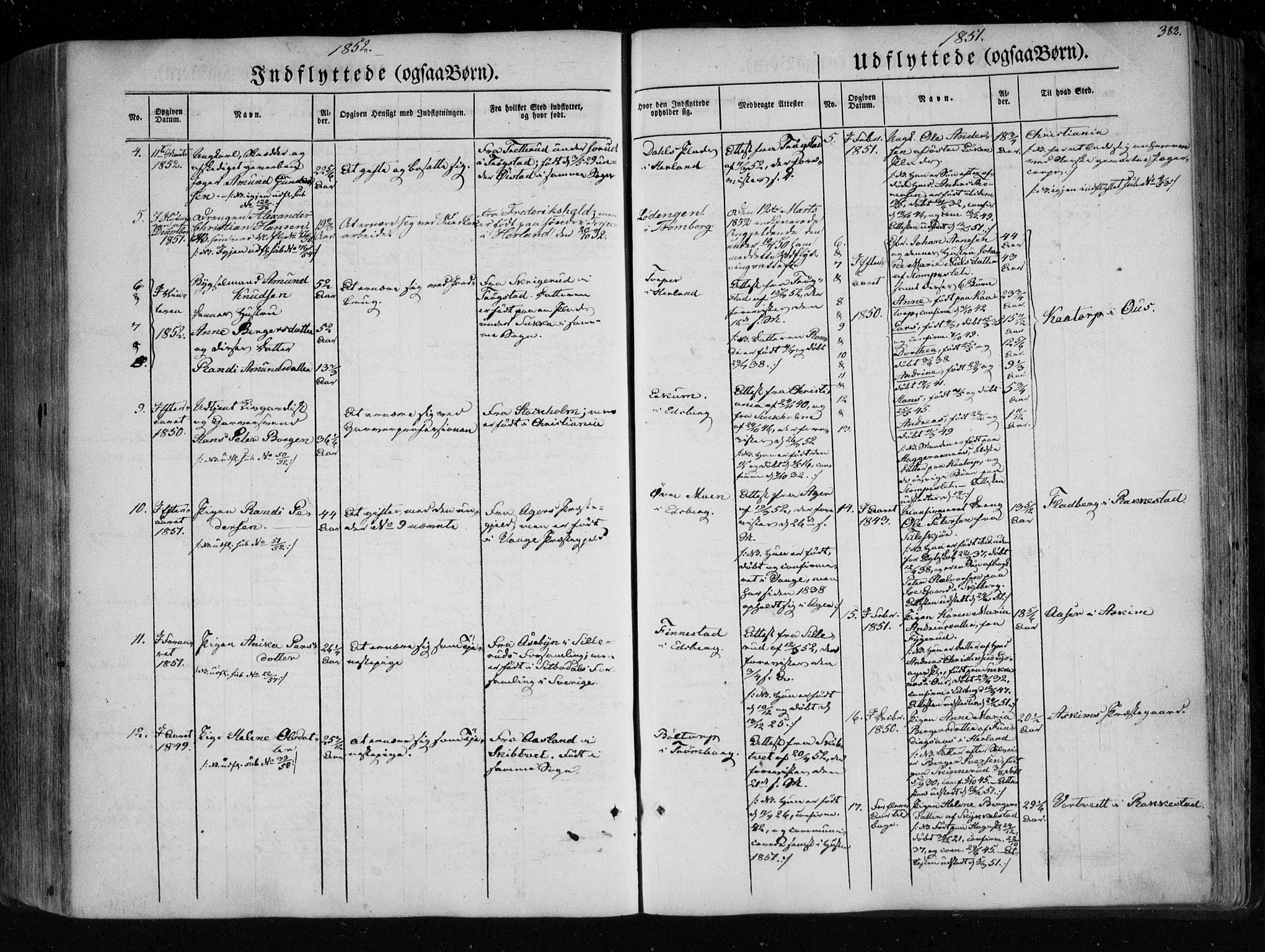 Eidsberg prestekontor Kirkebøker, SAO/A-10905/F/Fa/L0009: Parish register (official) no. I 9, 1849-1856, p. 382