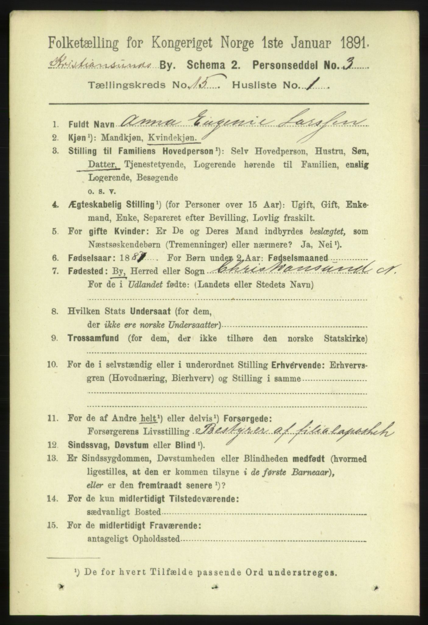 RA, 1891 census for 1503 Kristiansund, 1891, p. 10601