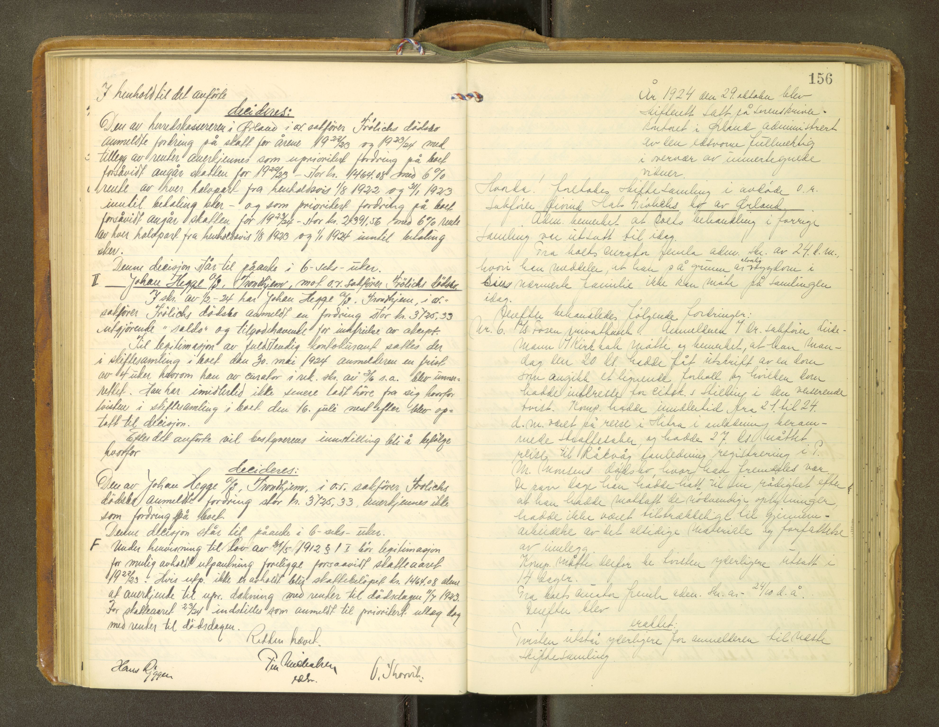 Fosen sorenskriveri, AV/SAT-A-1107/1/3/3B/L0013: Skiftebehandlingsprotokoll, 1923-1927, p. 156