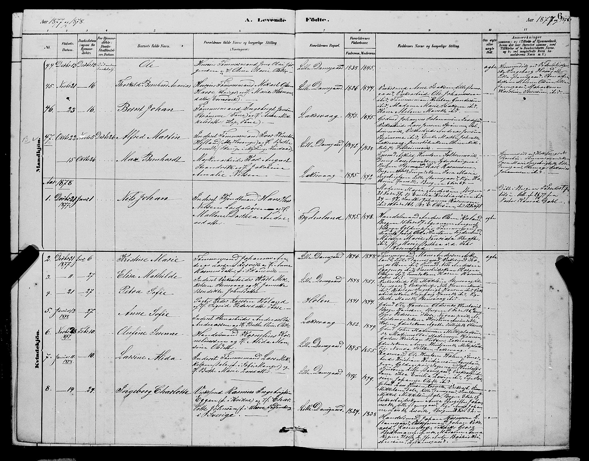 Laksevåg Sokneprestembete, SAB/A-76501/H/Ha/Hab/Haba/L0002: Parish register (copy) no. A 2, 1877-1887, p. 6