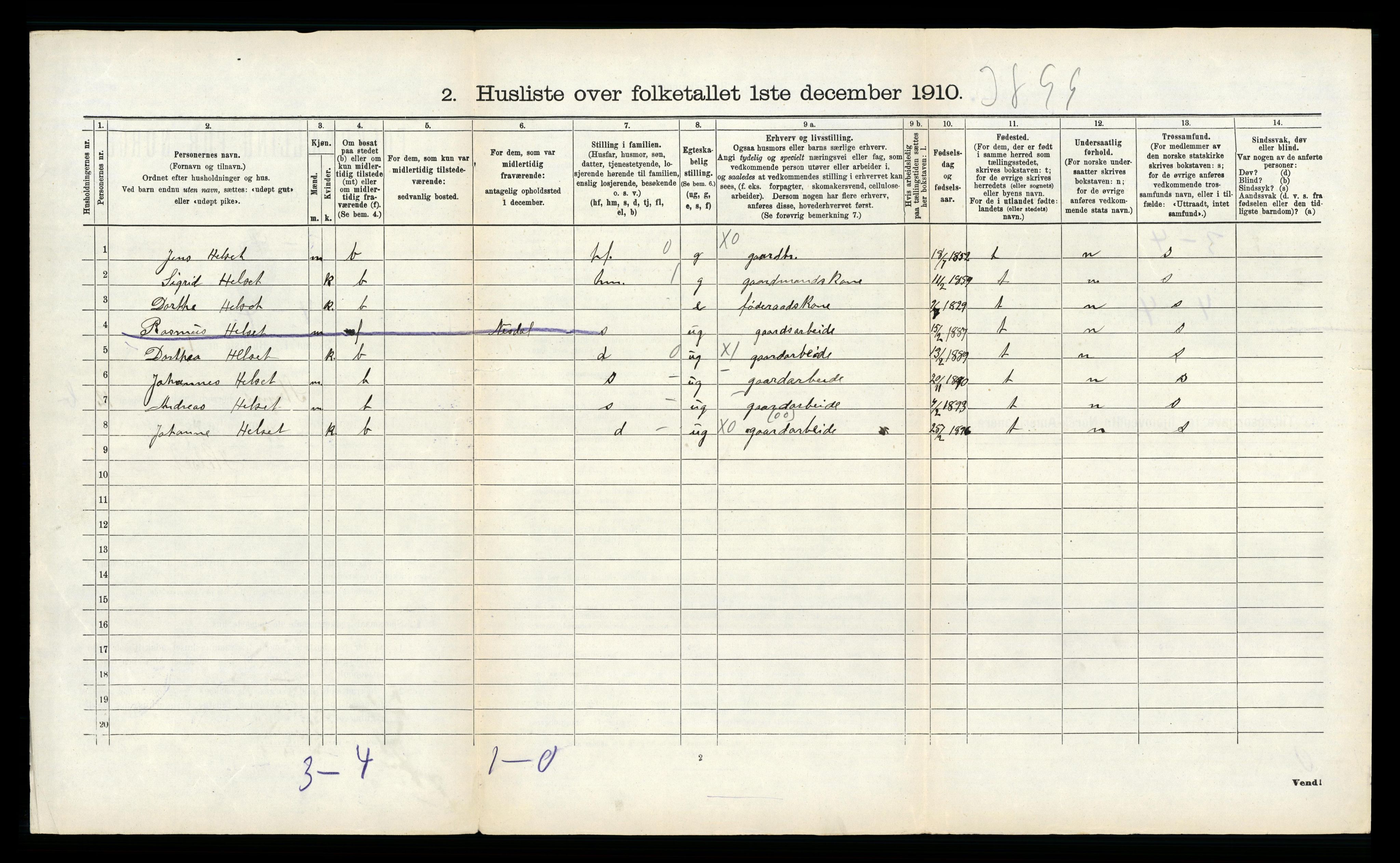 RA, 1910 census for Stryn, 1910, p. 852