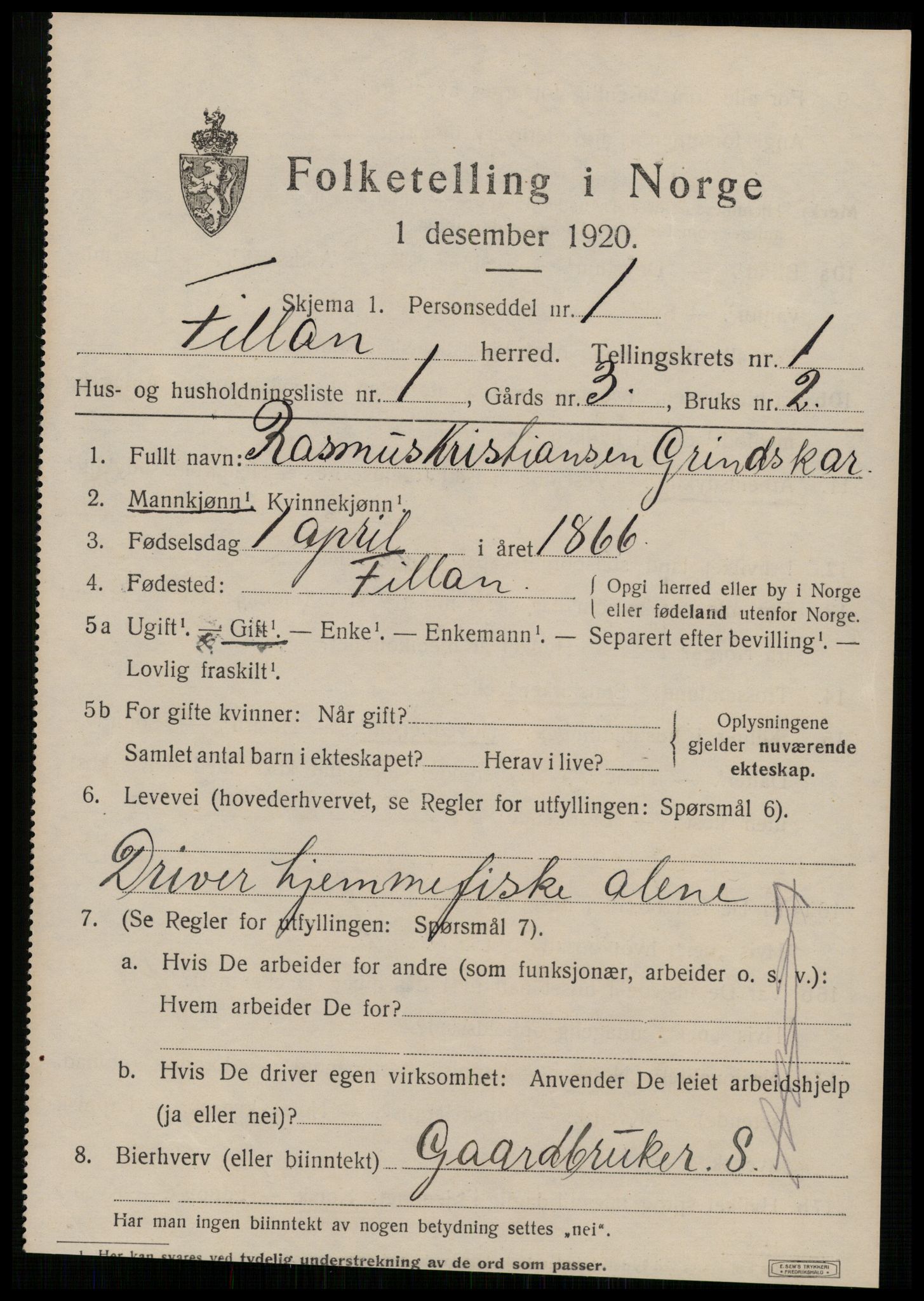 SAT, 1920 census for Fillan, 1920, p. 588