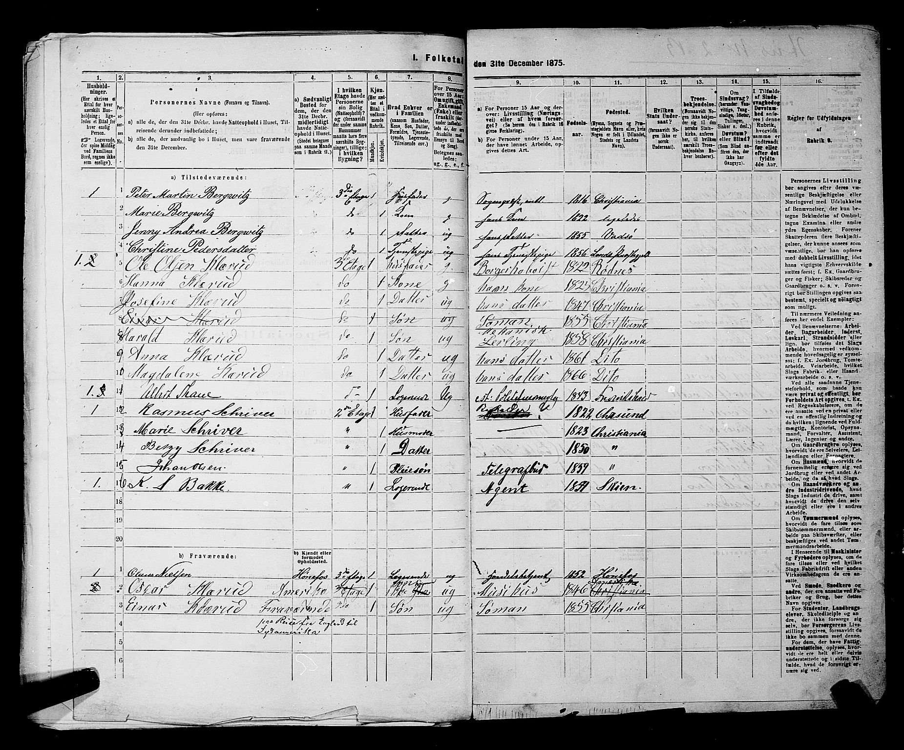 RA, 1875 census for 0301 Kristiania, 1875, p. 885