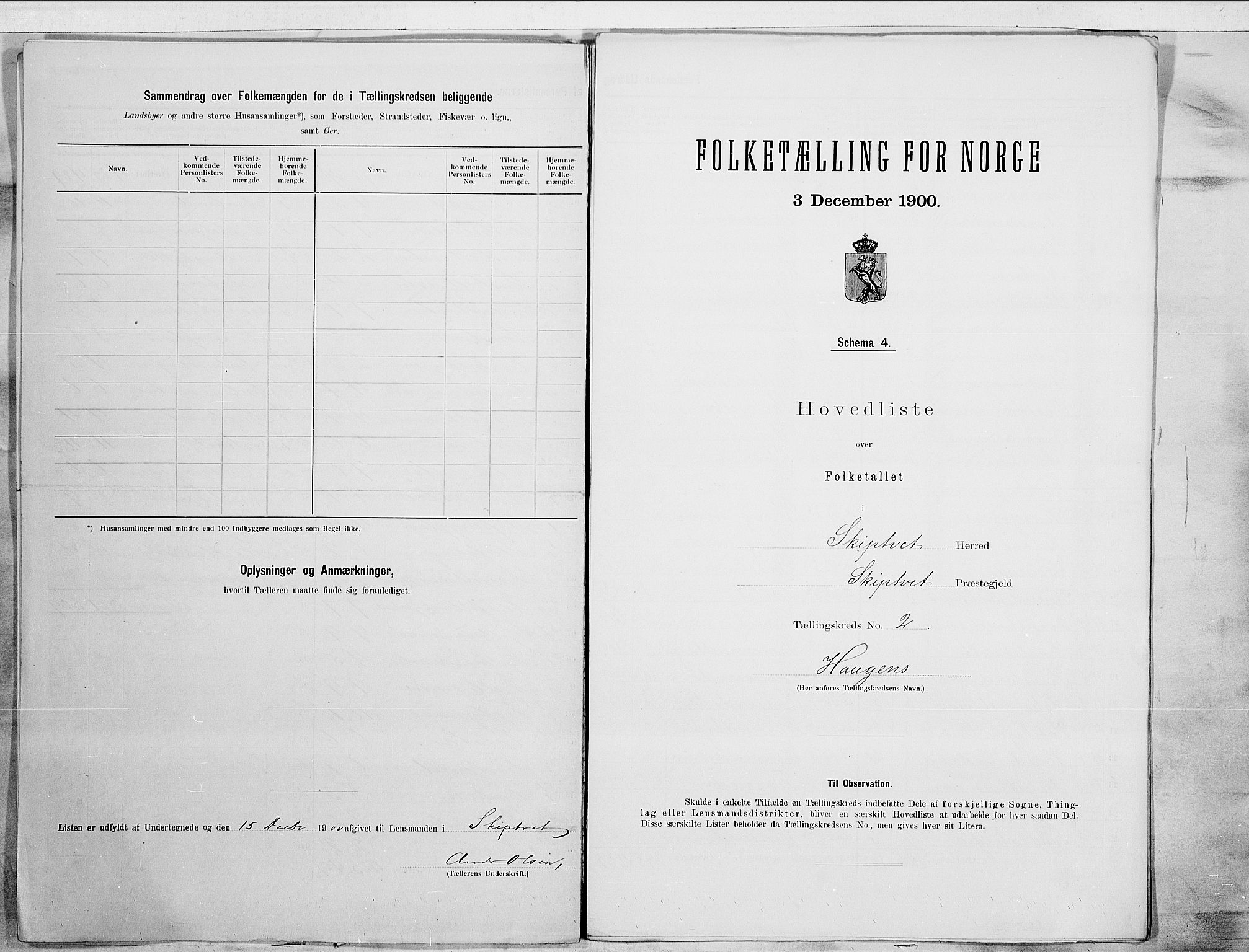 SAO, 1900 census for Skiptvet, 1900, p. 6