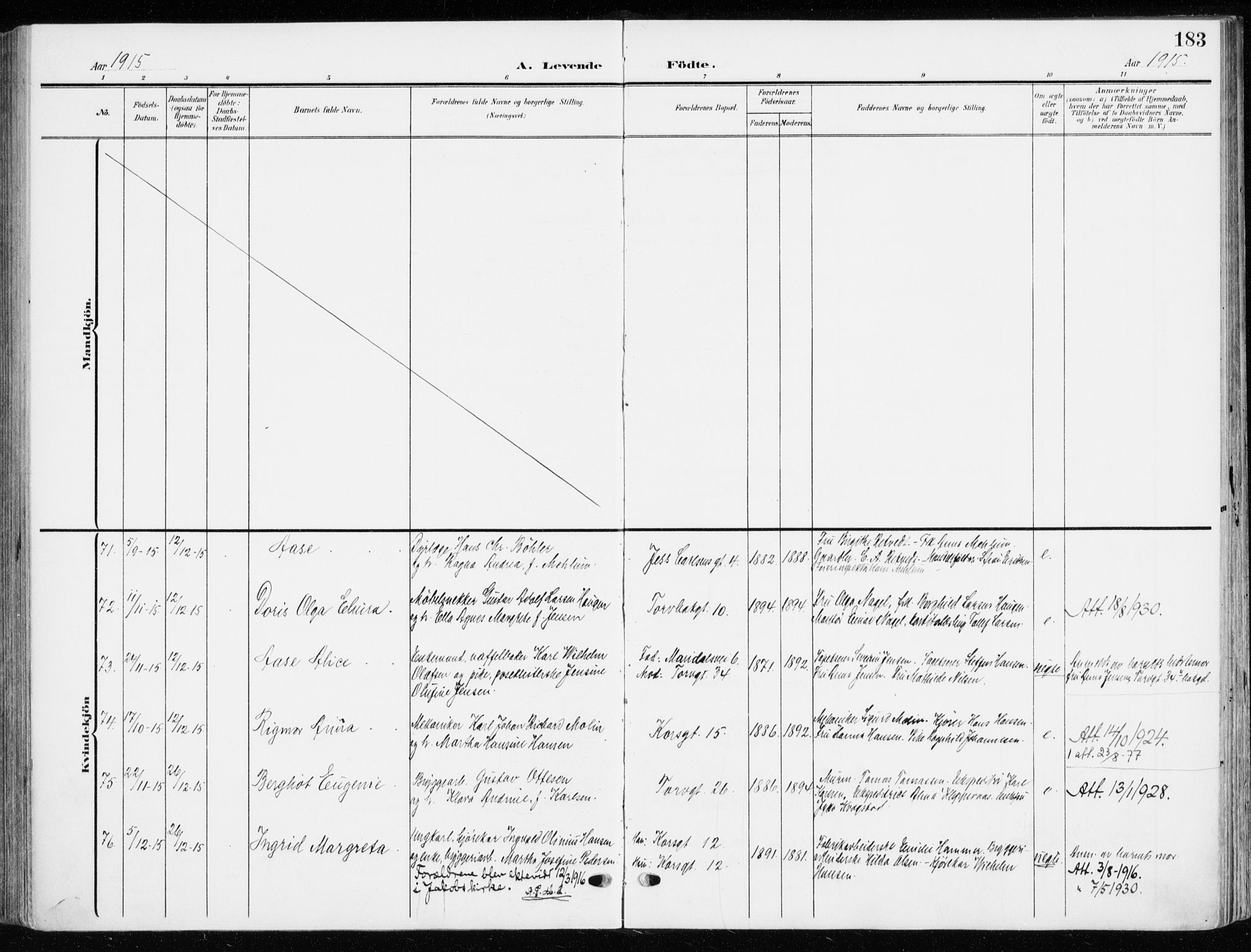 Jakob prestekontor Kirkebøker, AV/SAO-A-10850/F/Fa/L0005b: Parish register (official) no. 5b, 1904-1922, p. 183