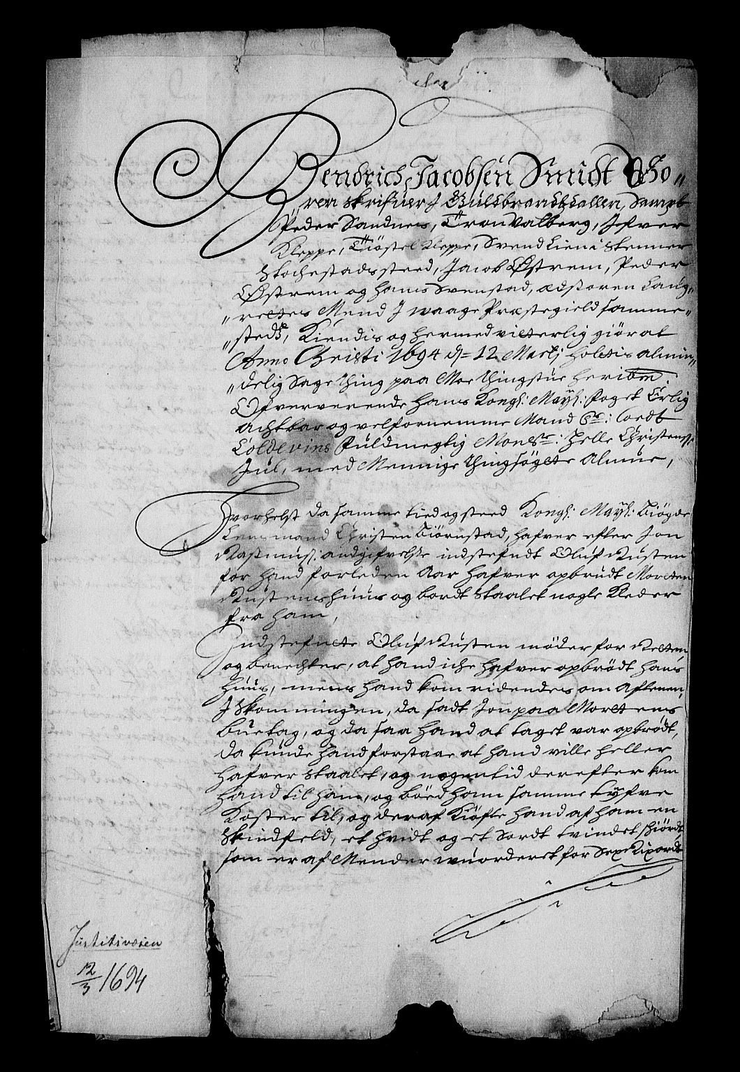 Stattholderembetet 1572-1771, RA/EA-2870/Af/L0003: Avskrifter av vedlegg til originale supplikker, nummerert i samsvar med supplikkbøkene, 1689-1691, p. 58