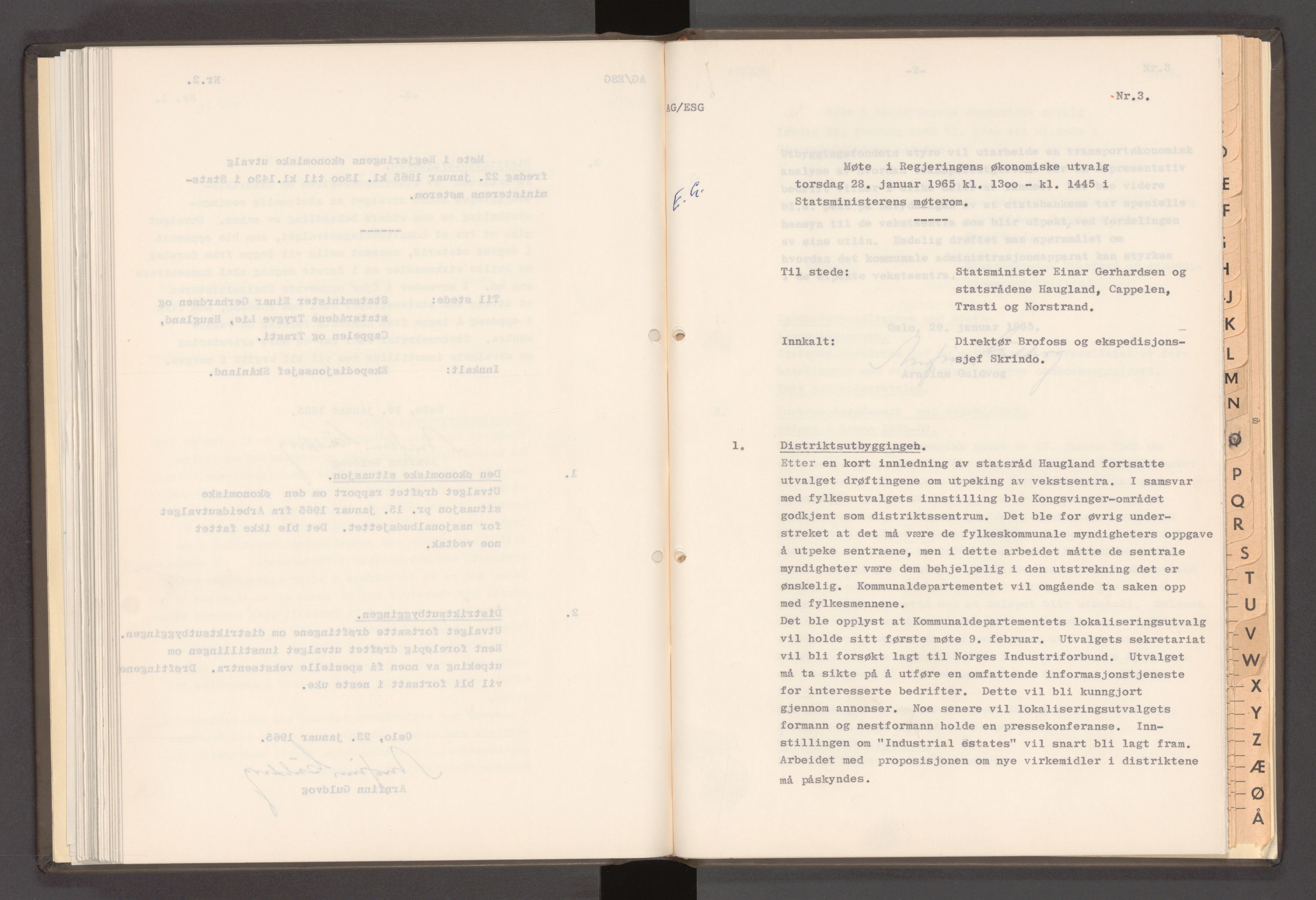 Statsministerens kontor, AV/RA-S-1005/A/Aa/L0021: Referat fra regjeringens økonomiske utvalg, 1960-1965