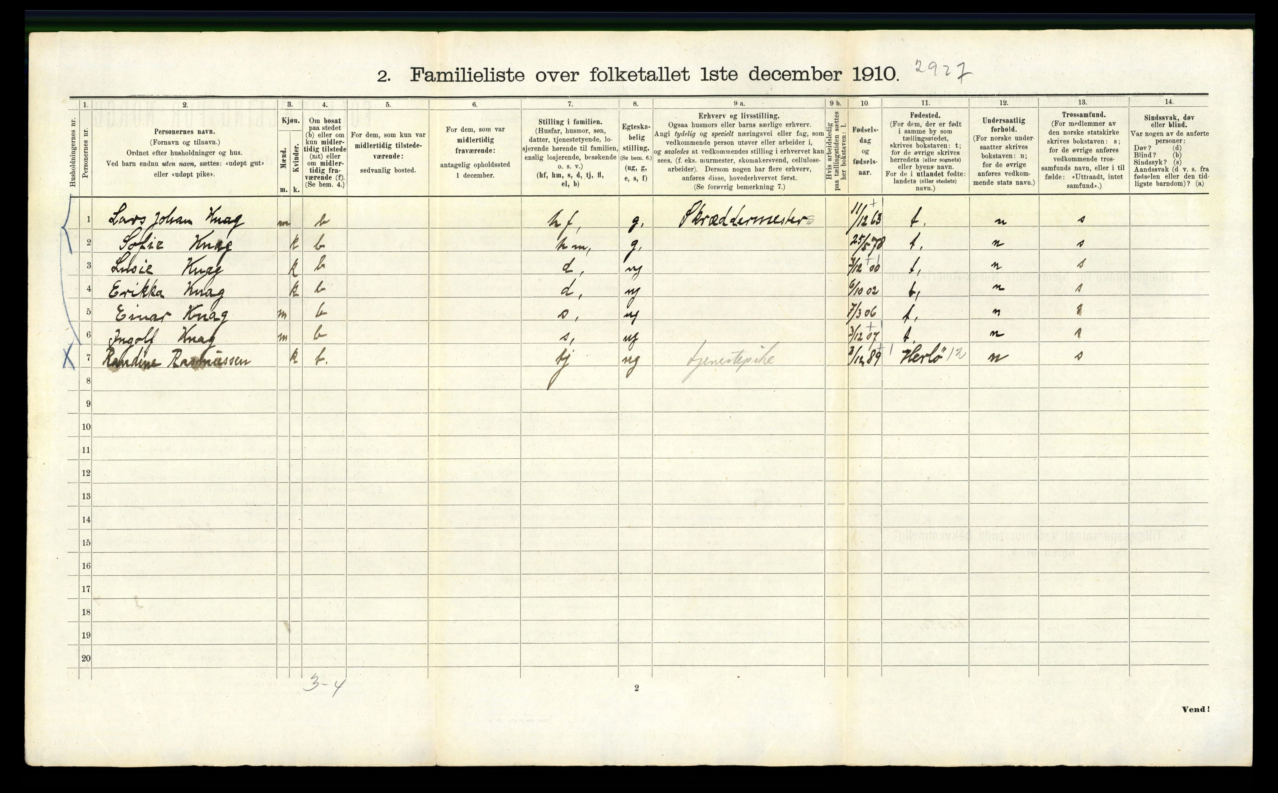 RA, 1910 census for Bergen, 1910, p. 28270