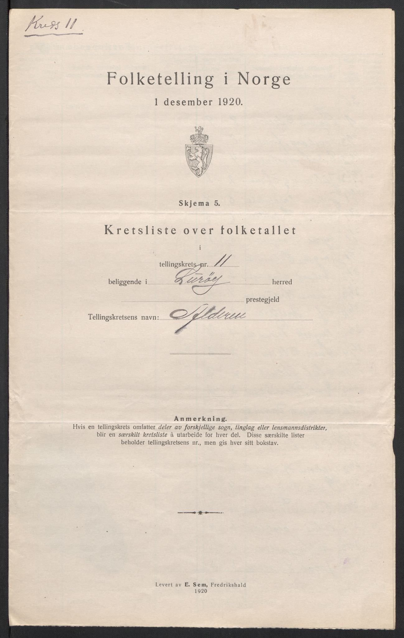 SAT, 1920 census for Lurøy, 1920, p. 40