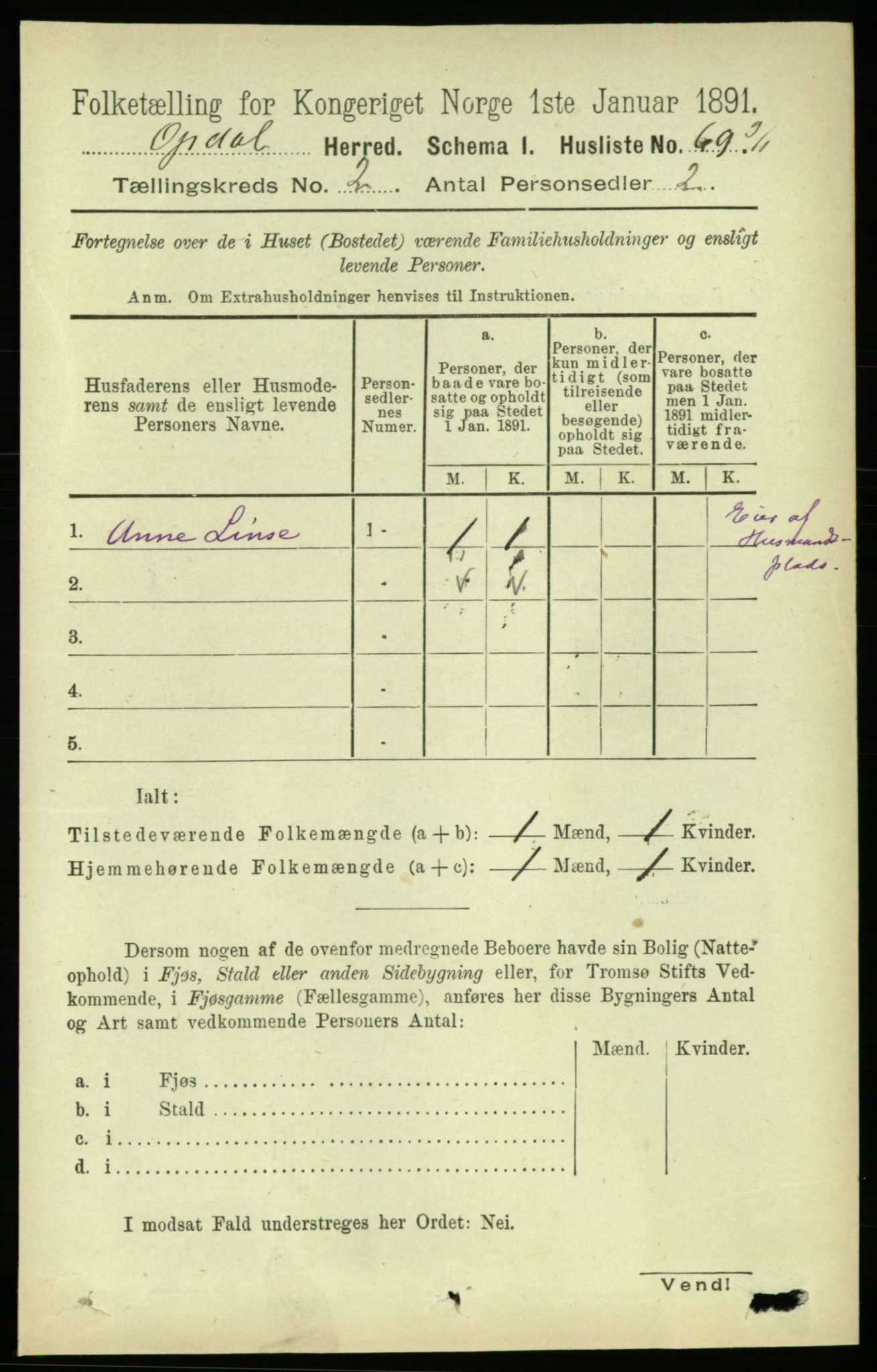 RA, 1891 census for 1634 Oppdal, 1891, p. 729