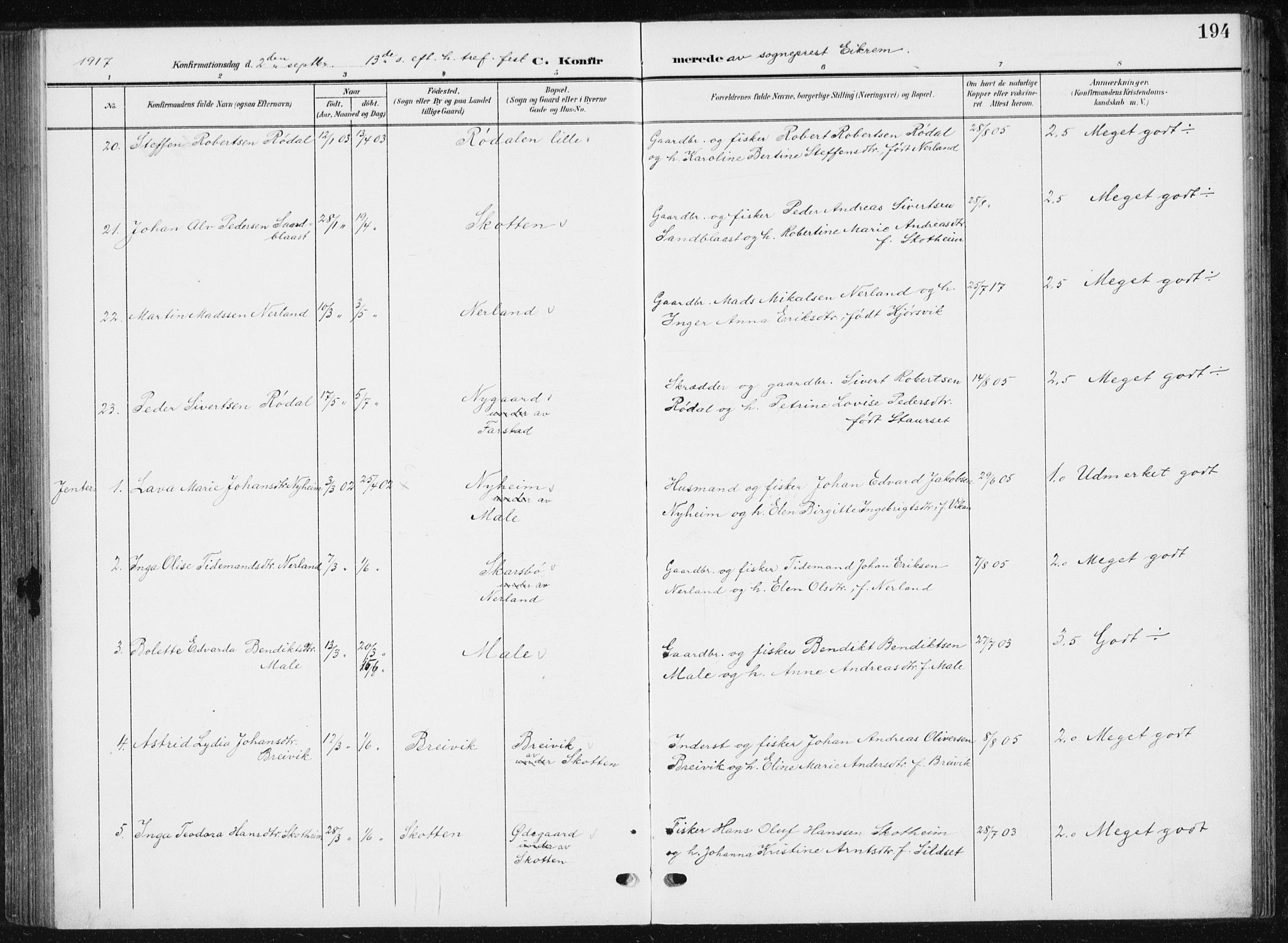 Ministerialprotokoller, klokkerbøker og fødselsregistre - Møre og Romsdal, AV/SAT-A-1454/567/L0784: Parish register (copy) no. 567C04, 1903-1938, p. 194