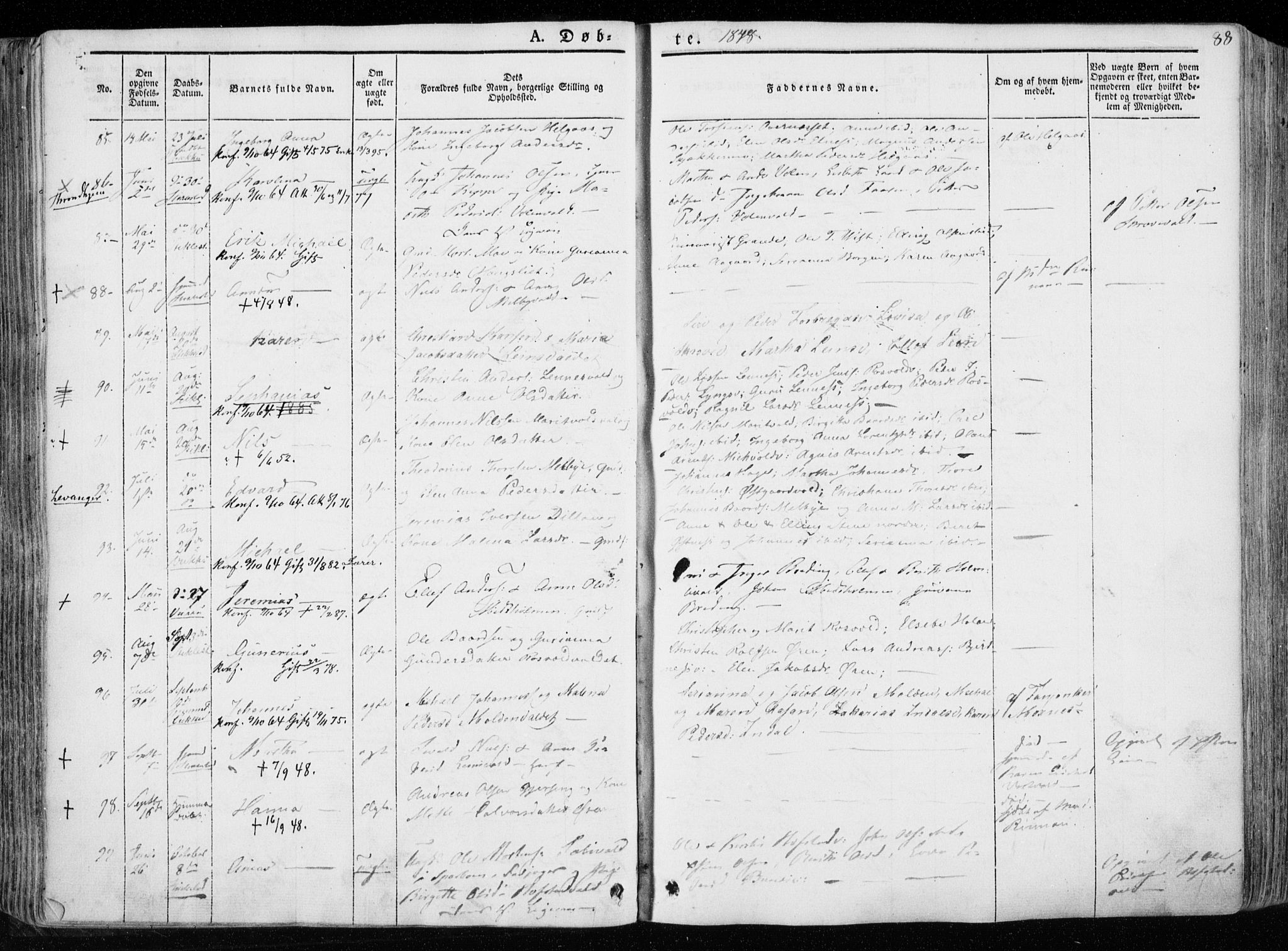 Ministerialprotokoller, klokkerbøker og fødselsregistre - Nord-Trøndelag, AV/SAT-A-1458/723/L0239: Parish register (official) no. 723A08, 1841-1851, p. 88