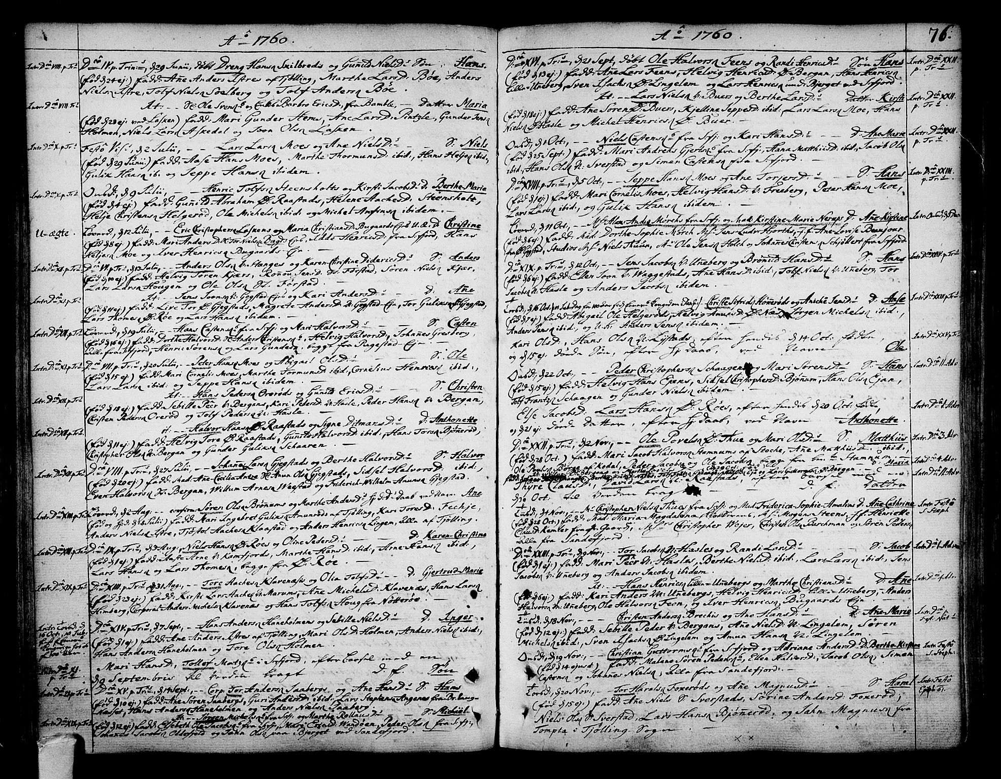 Sandar kirkebøker, SAKO/A-243/F/Fa/L0002: Parish register (official) no. 2, 1733-1788, p. 76