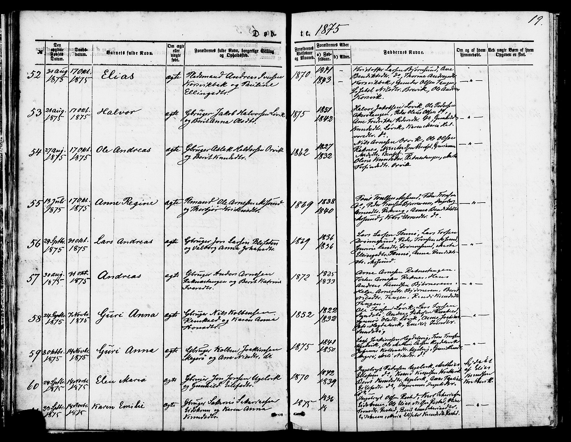 Ministerialprotokoller, klokkerbøker og fødselsregistre - Møre og Romsdal, AV/SAT-A-1454/560/L0720: Parish register (official) no. 560A04, 1873-1878, p. 19