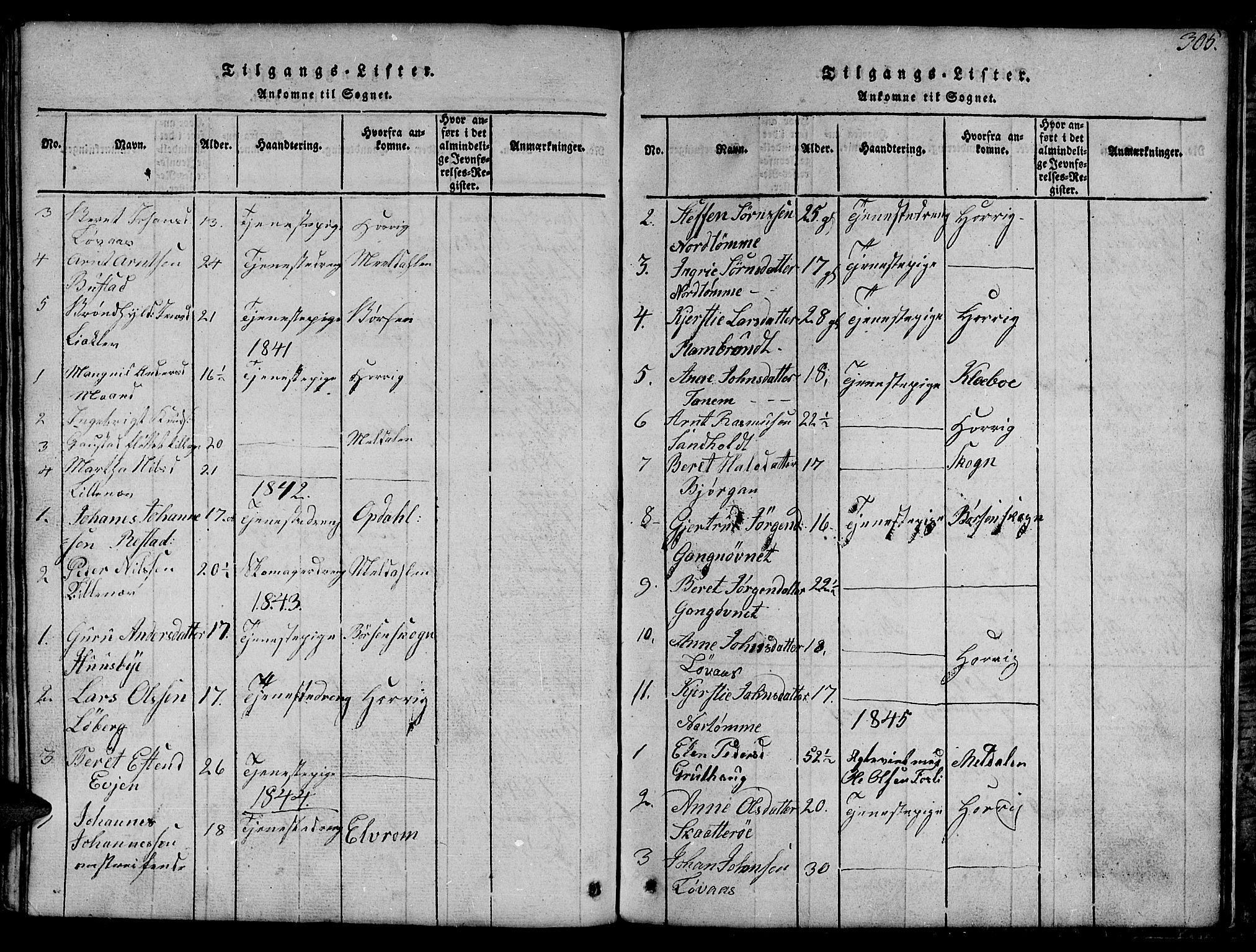 Ministerialprotokoller, klokkerbøker og fødselsregistre - Sør-Trøndelag, SAT/A-1456/694/L1130: Parish register (copy) no. 694C02, 1816-1857, p. 305