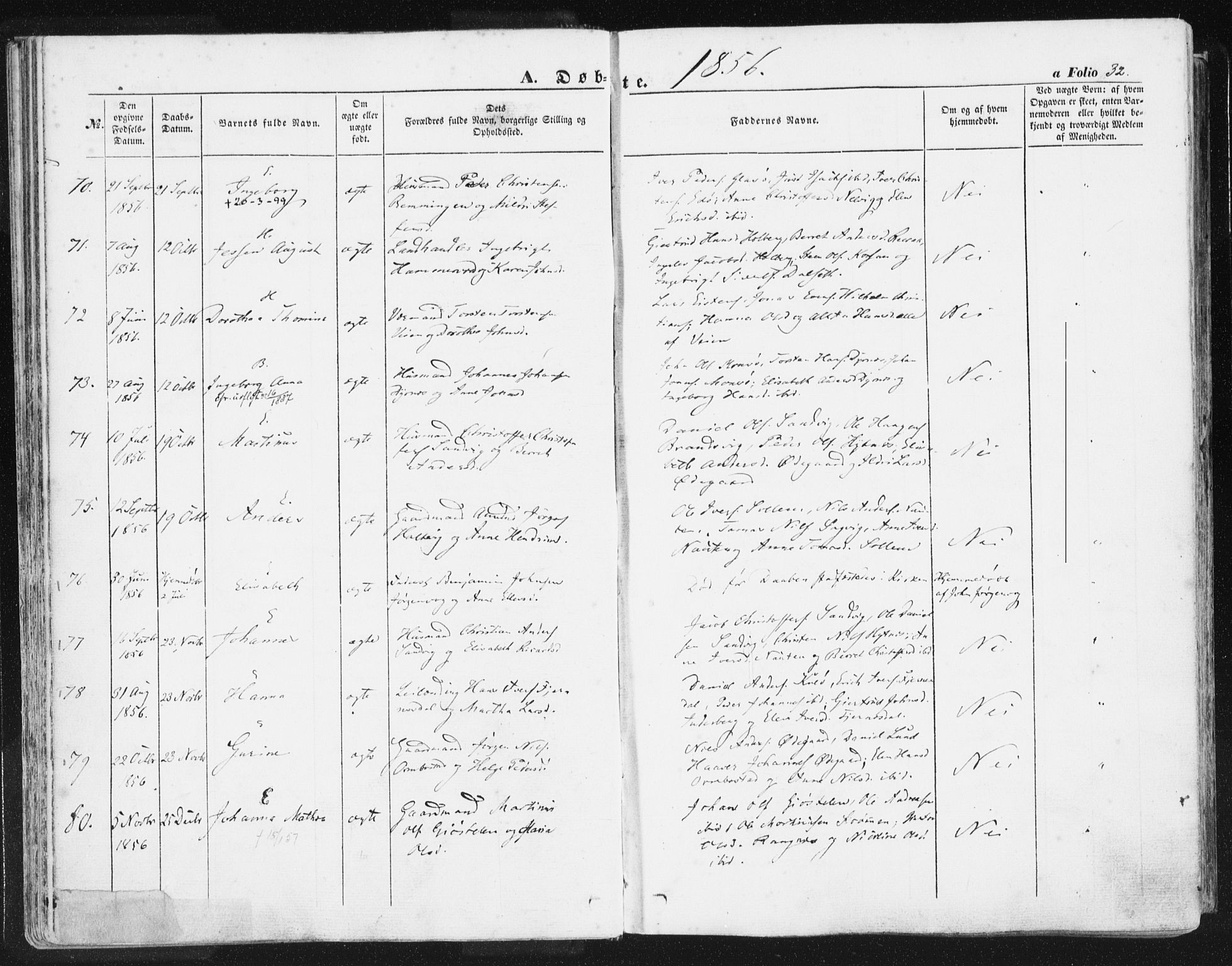 Ministerialprotokoller, klokkerbøker og fødselsregistre - Møre og Romsdal, AV/SAT-A-1454/581/L0937: Parish register (official) no. 581A05, 1853-1872, p. 32