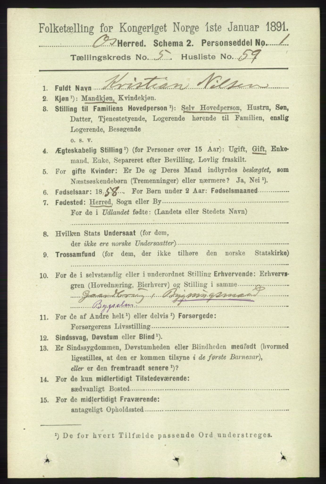 RA, 1891 census for 1243 Os, 1891, p. 1297