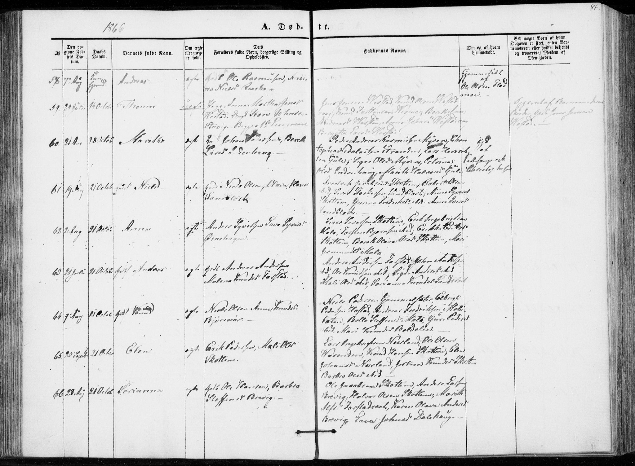 Ministerialprotokoller, klokkerbøker og fødselsregistre - Møre og Romsdal, AV/SAT-A-1454/566/L0767: Parish register (official) no. 566A06, 1852-1868, p. 86