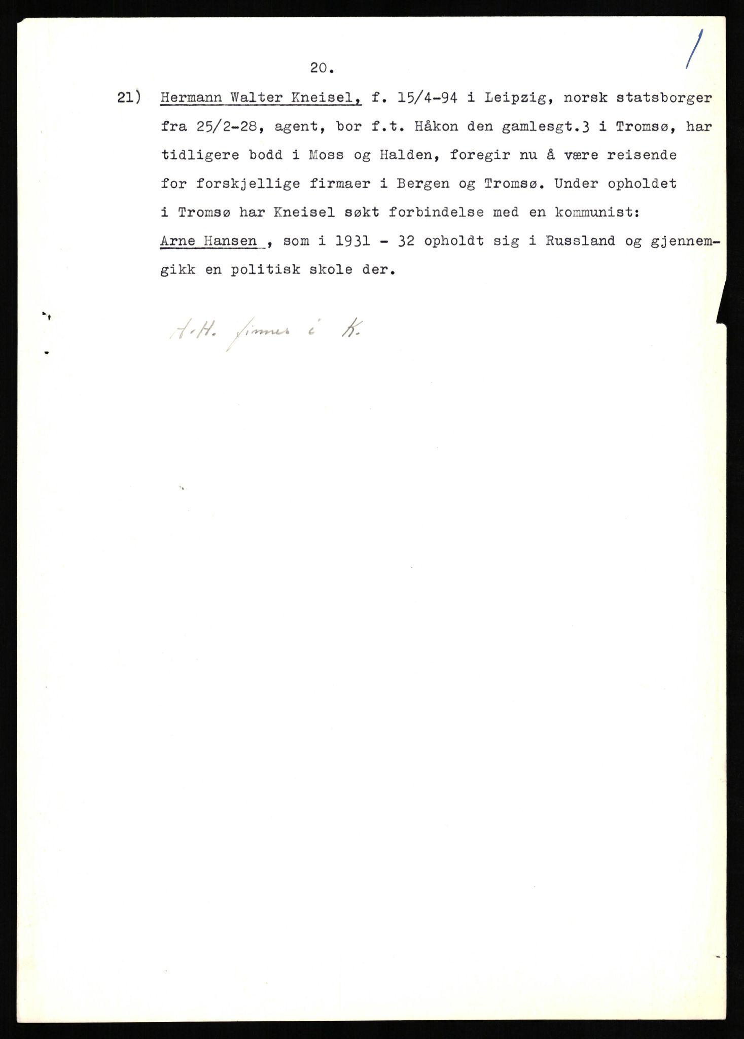 Forsvaret, Forsvarets overkommando II, AV/RA-RAFA-3915/D/Db/L0017: CI Questionaires. Tyske okkupasjonsstyrker i Norge. Tyskere., 1945-1946, p. 133