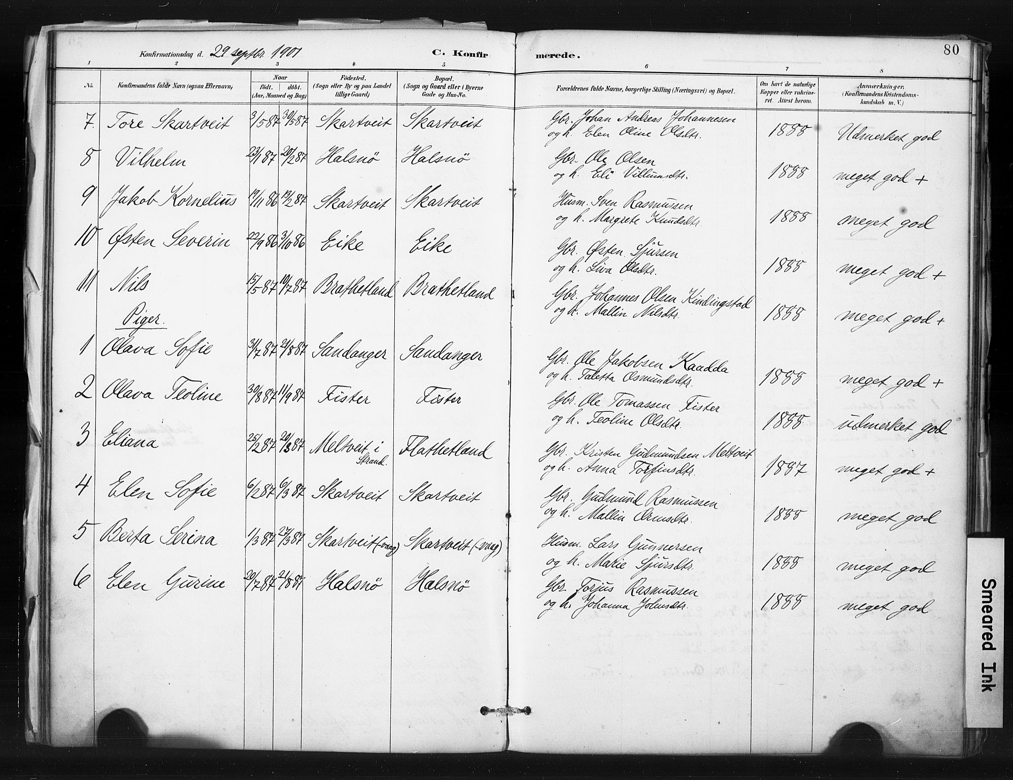 Hjelmeland sokneprestkontor, SAST/A-101843/01/IV/L0015: Parish register (official) no. A 15, 1887-1910, p. 80