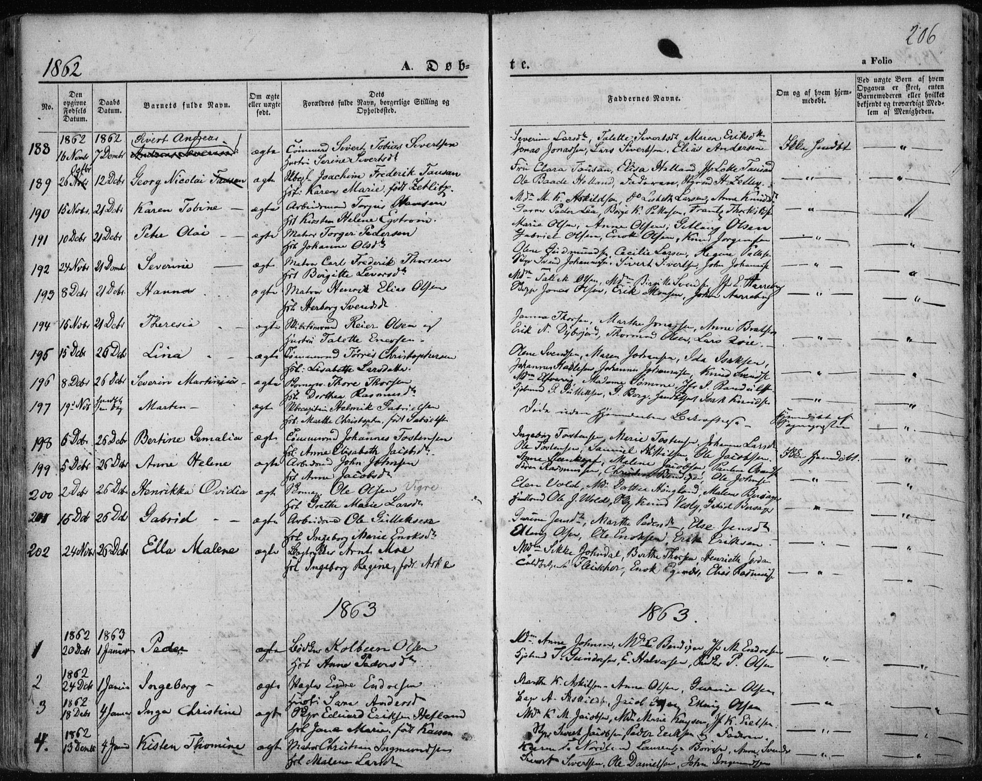 Domkirken sokneprestkontor, SAST/A-101812/001/30/30BA/L0017: Parish register (official) no. A 16, 1855-1867, p. 206