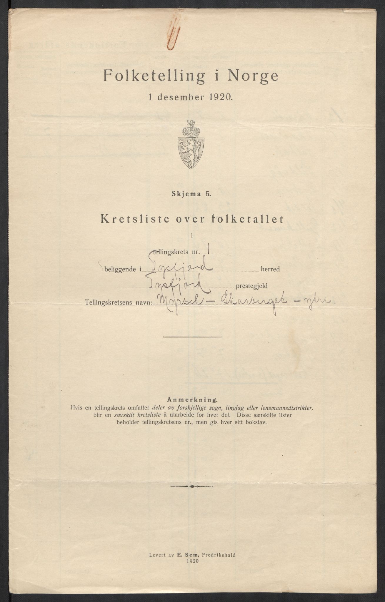 SAT, 1920 census for Tysfjord, 1920, p. 8