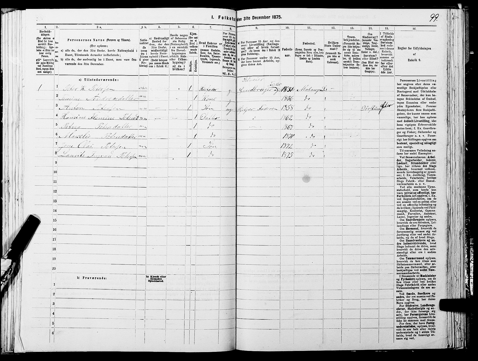 SATØ, 1875 census for 1933P Balsfjord, 1875, p. 3099