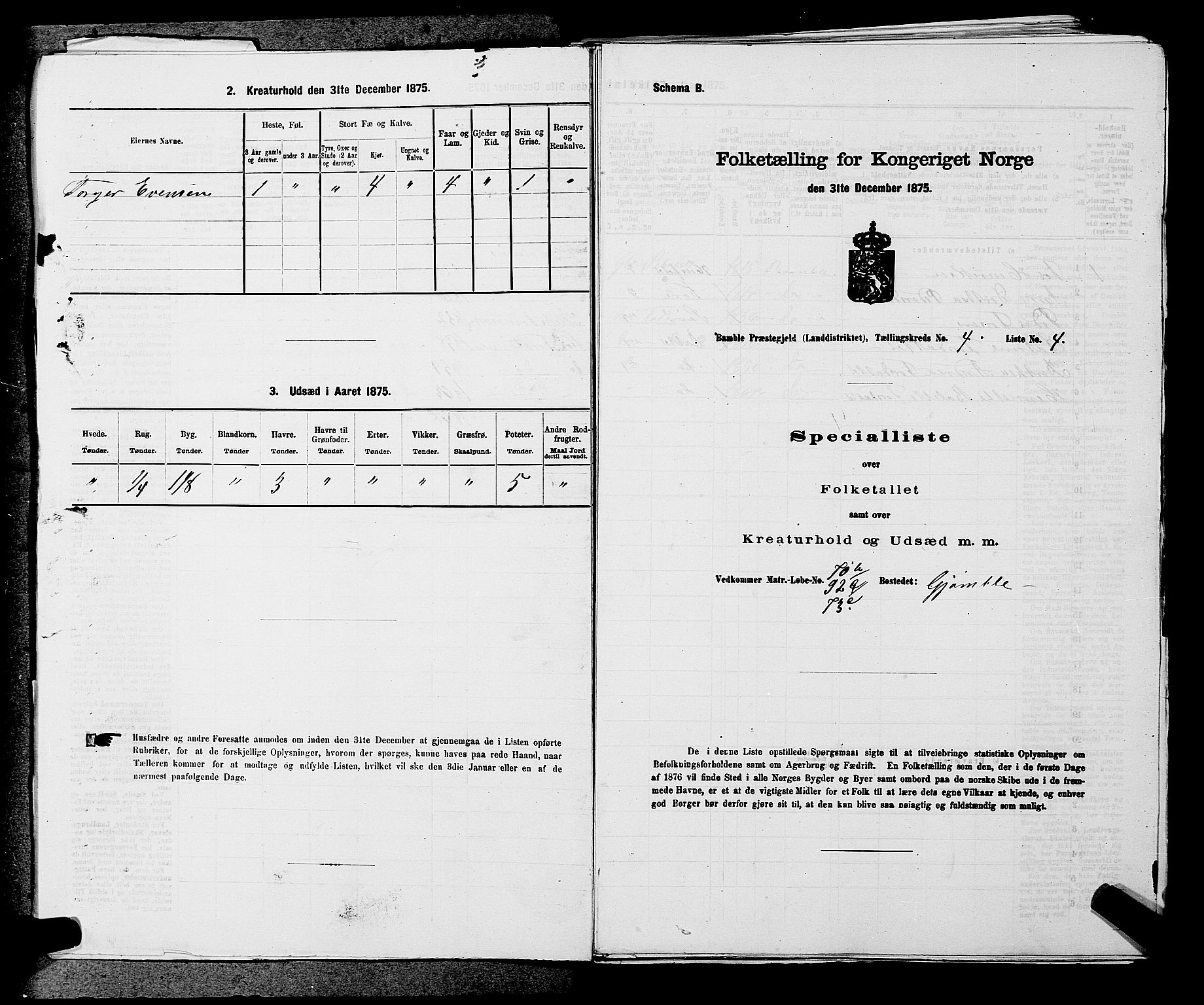 SAKO, 1875 census for 0814L Bamble/Bamble, 1875, p. 535