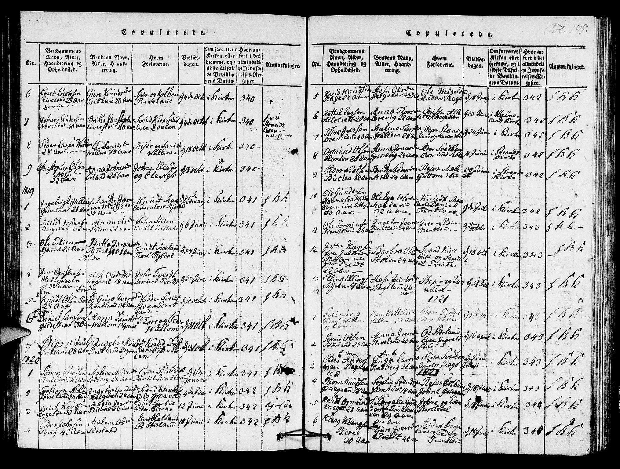 Hjelmeland sokneprestkontor, AV/SAST-A-101843/01/IV/L0005: Parish register (official) no. A 5, 1816-1841, p. 195