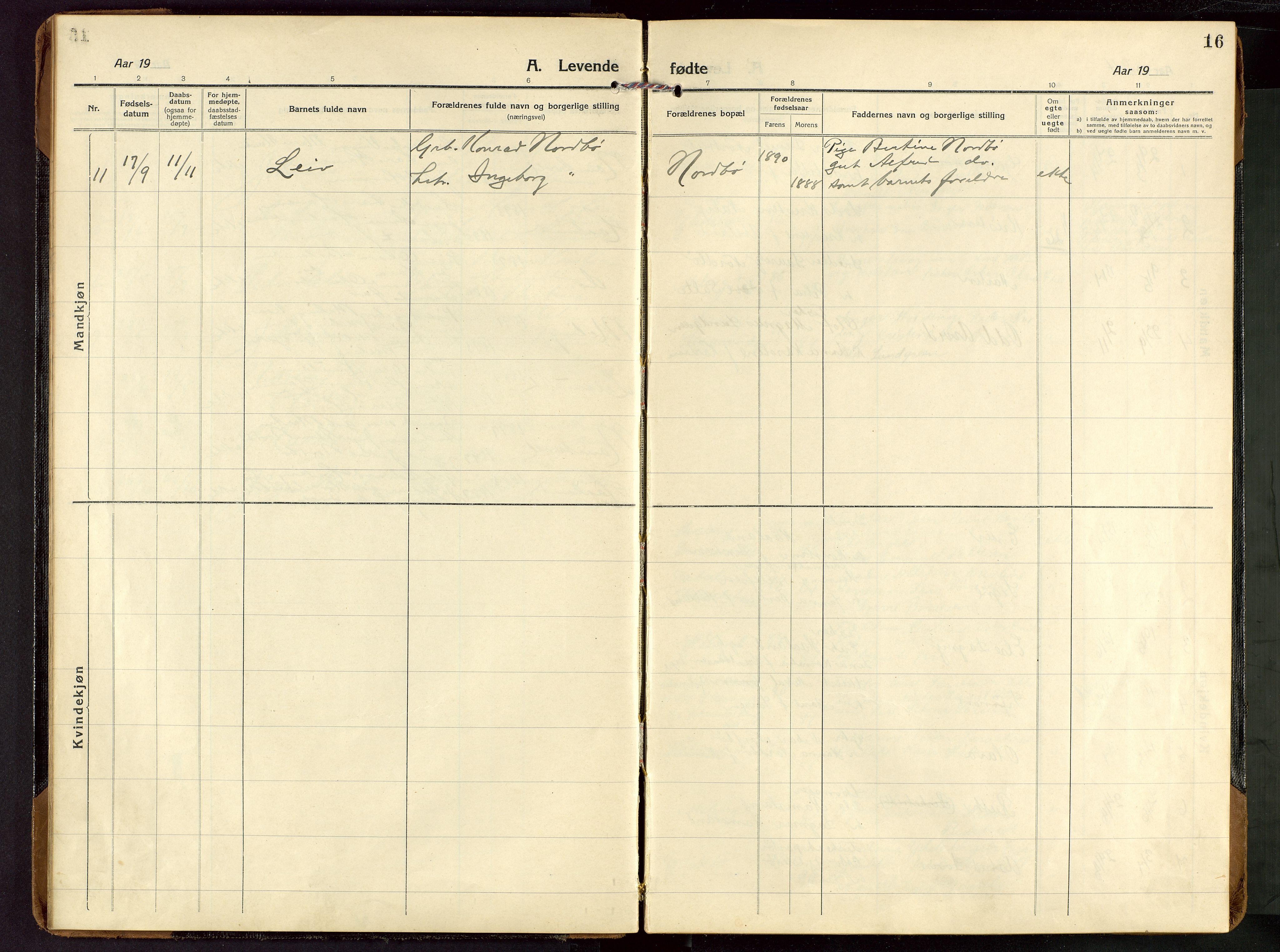 Rennesøy sokneprestkontor, AV/SAST-A -101827/H/Ha/Haa/L0018: Parish register (official) no. A 18, 1917-1937, p. 16