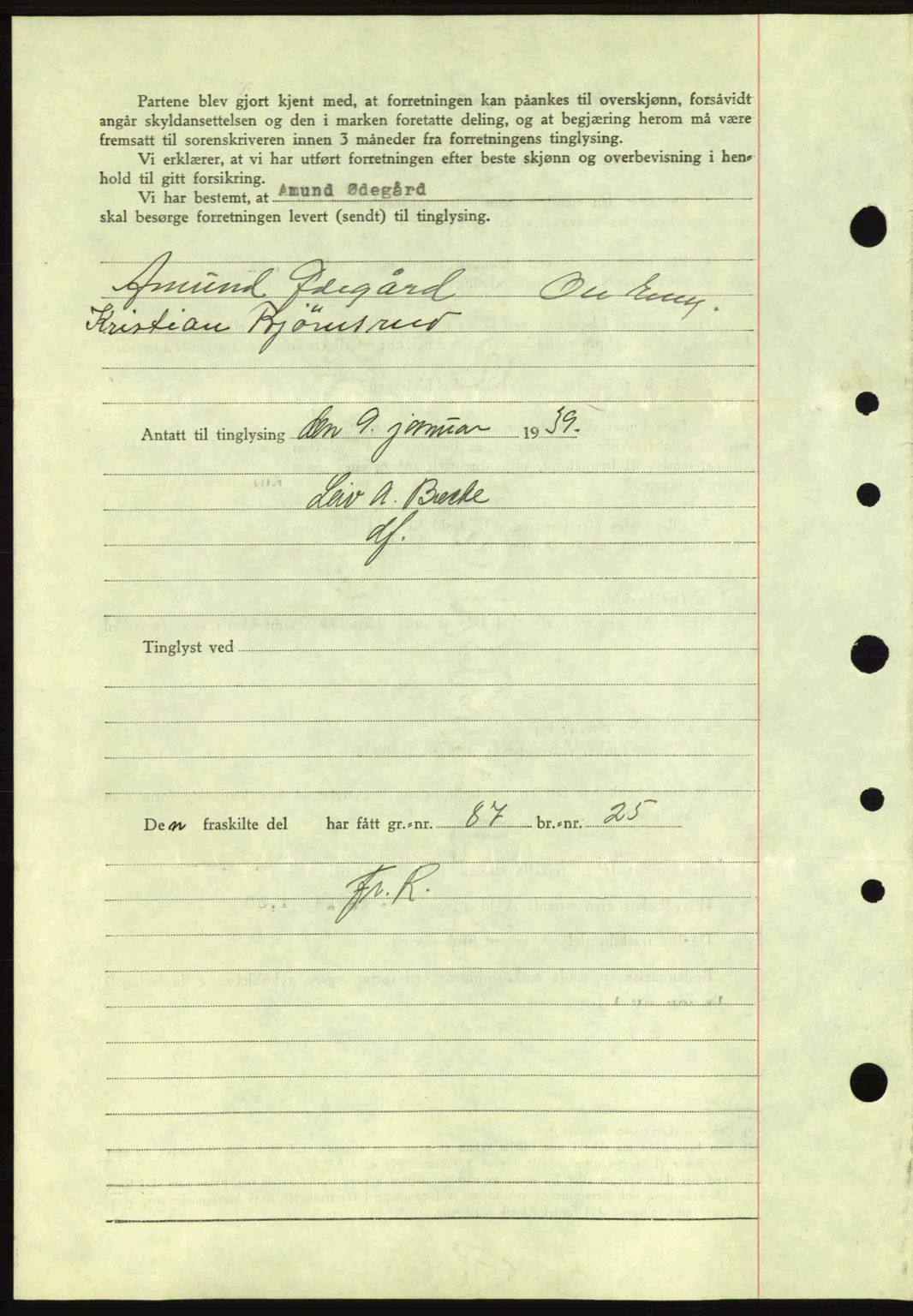 Hadeland og Land tingrett, AV/SAH-TING-010/H/Hb/Hbb/L0077: Mortgage book no. A77, 1938-1939, Diary no: : 41/1939