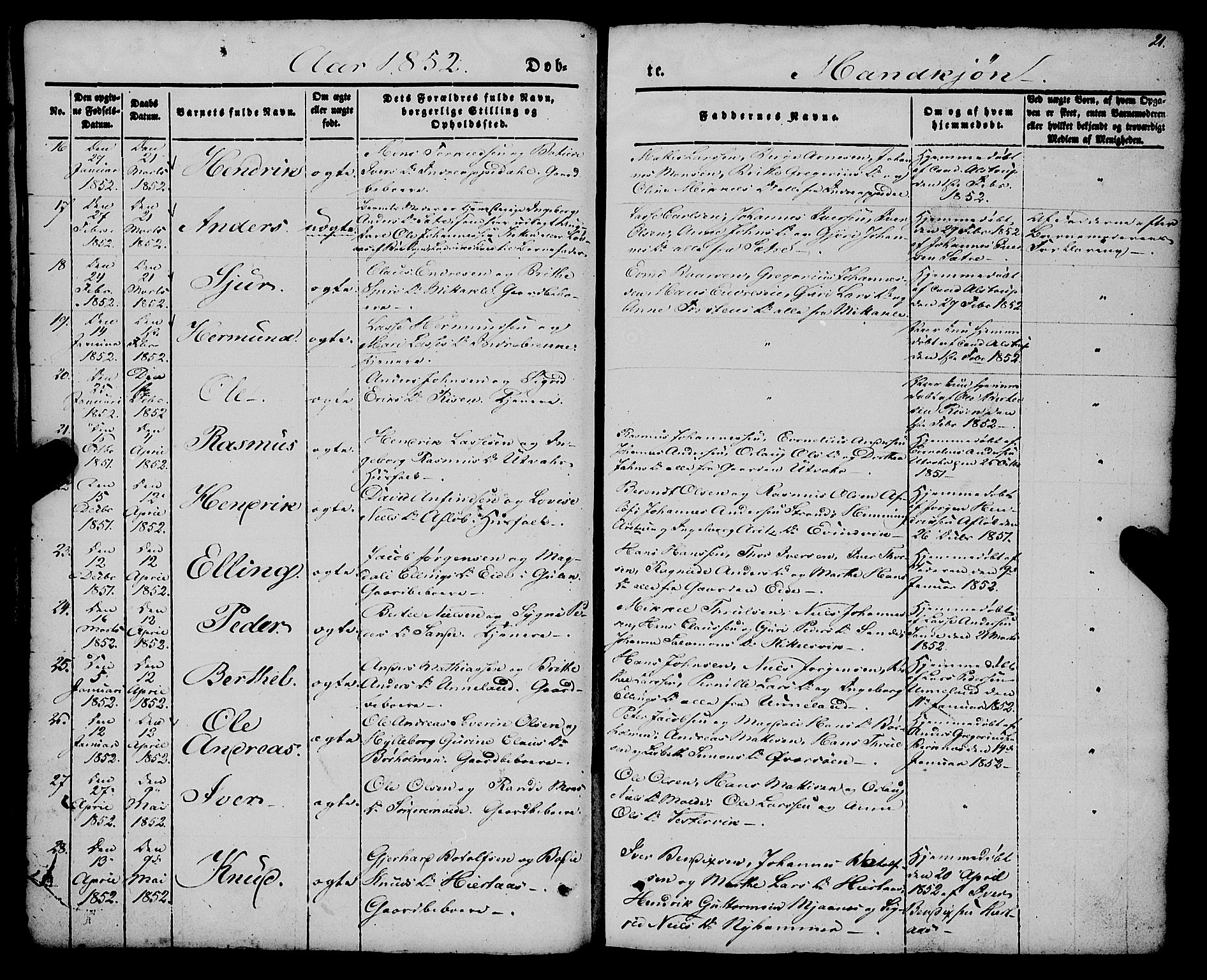 Gulen sokneprestembete, AV/SAB-A-80201/H/Haa/Haaa/L0021: Parish register (official) no. A 21, 1848-1858, p. 21