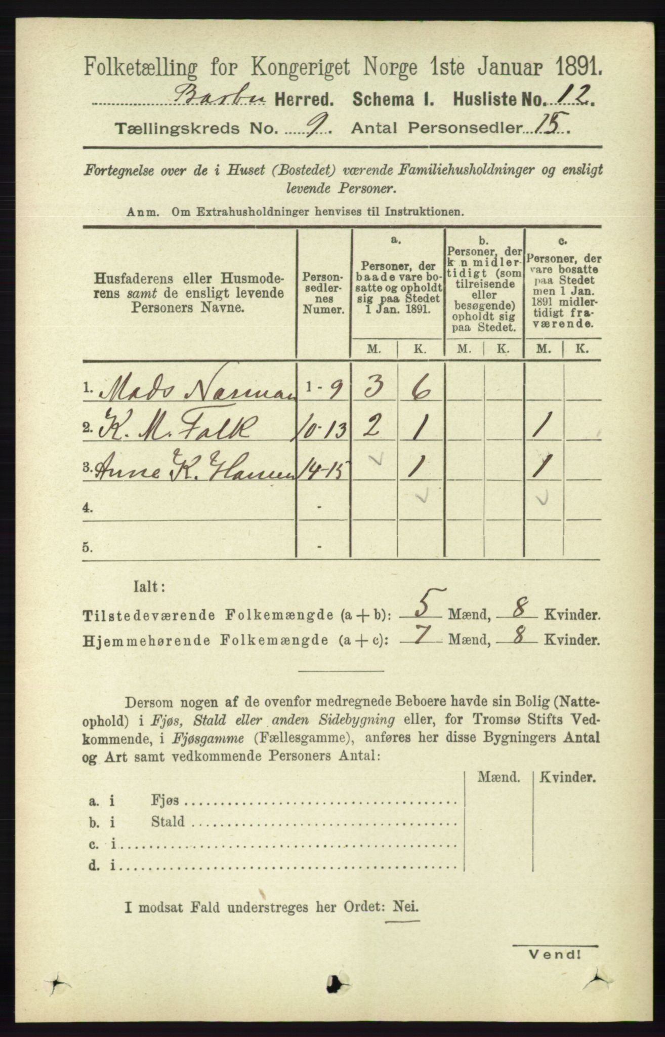 RA, 1891 census for 0990 Barbu, 1891, p. 7080