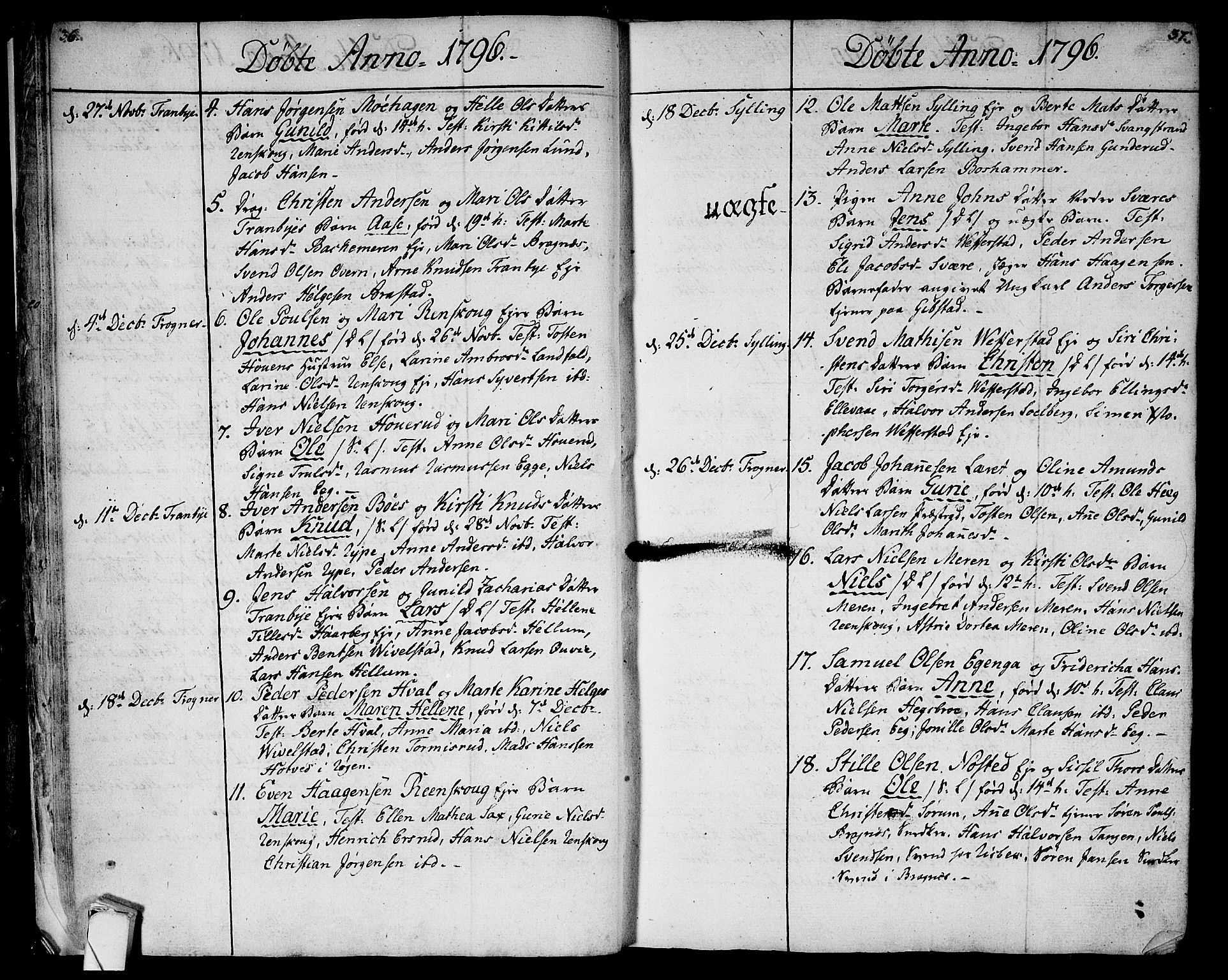 Lier kirkebøker, SAKO/A-230/F/Fa/L0007: Parish register (official) no. I 7, 1794-1813, p. 36-37