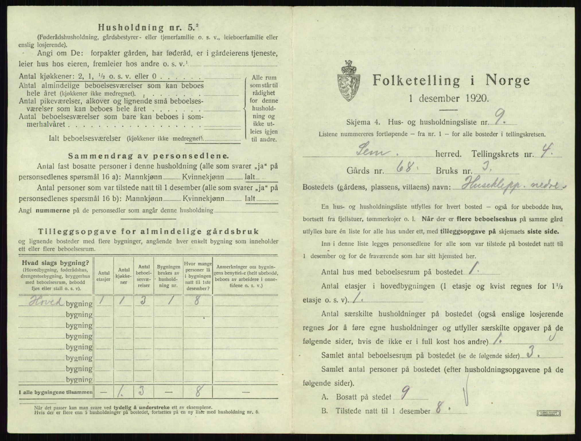 SAKO, 1920 census for Sem, 1920, p. 761